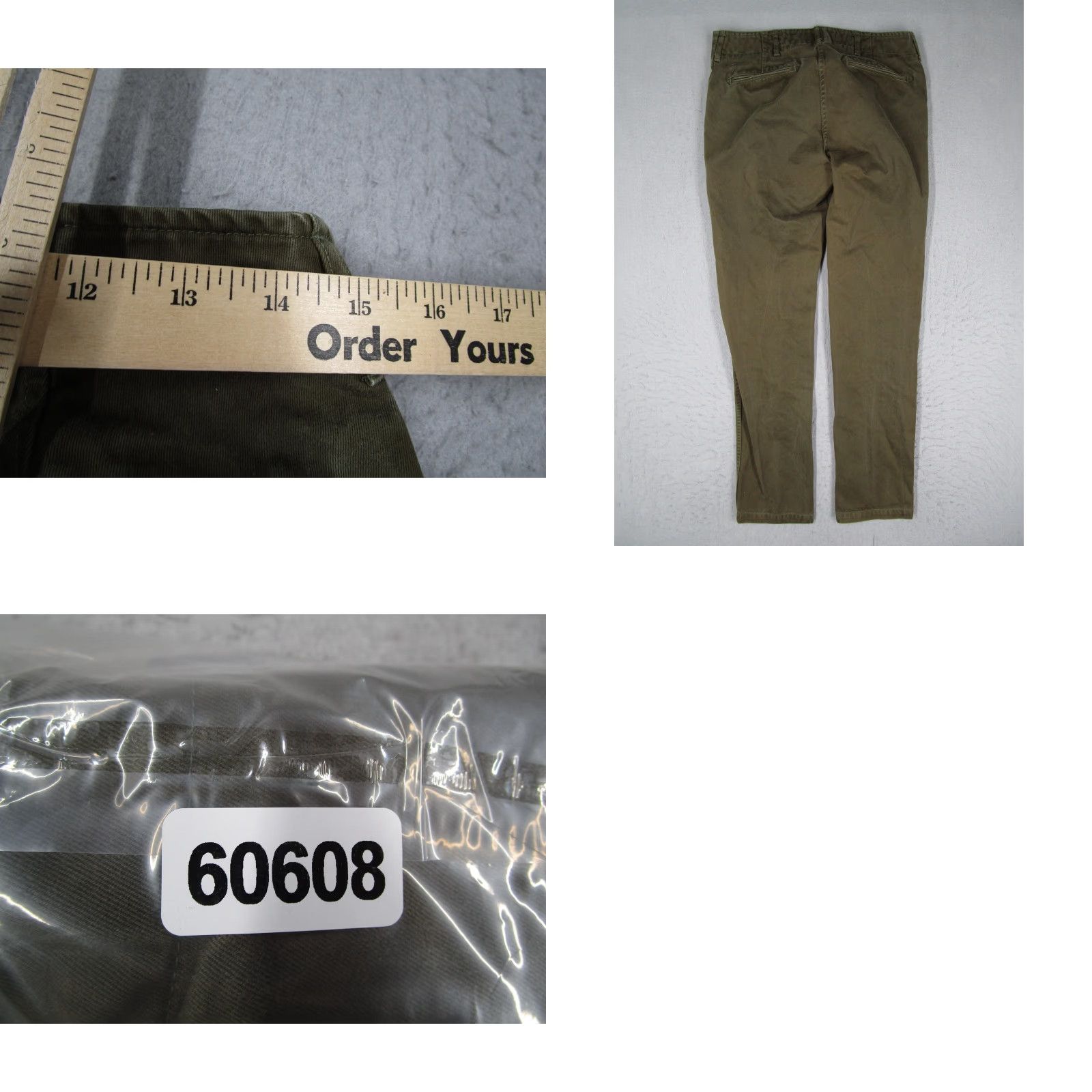 Vintage Wings + Horns Mens Green Slim Fit Chino Pants 29x30 Cotton Canvas 5-Pocket Casual Straight Leg Made in Canada Size US 29 - 9 Thumbnail
