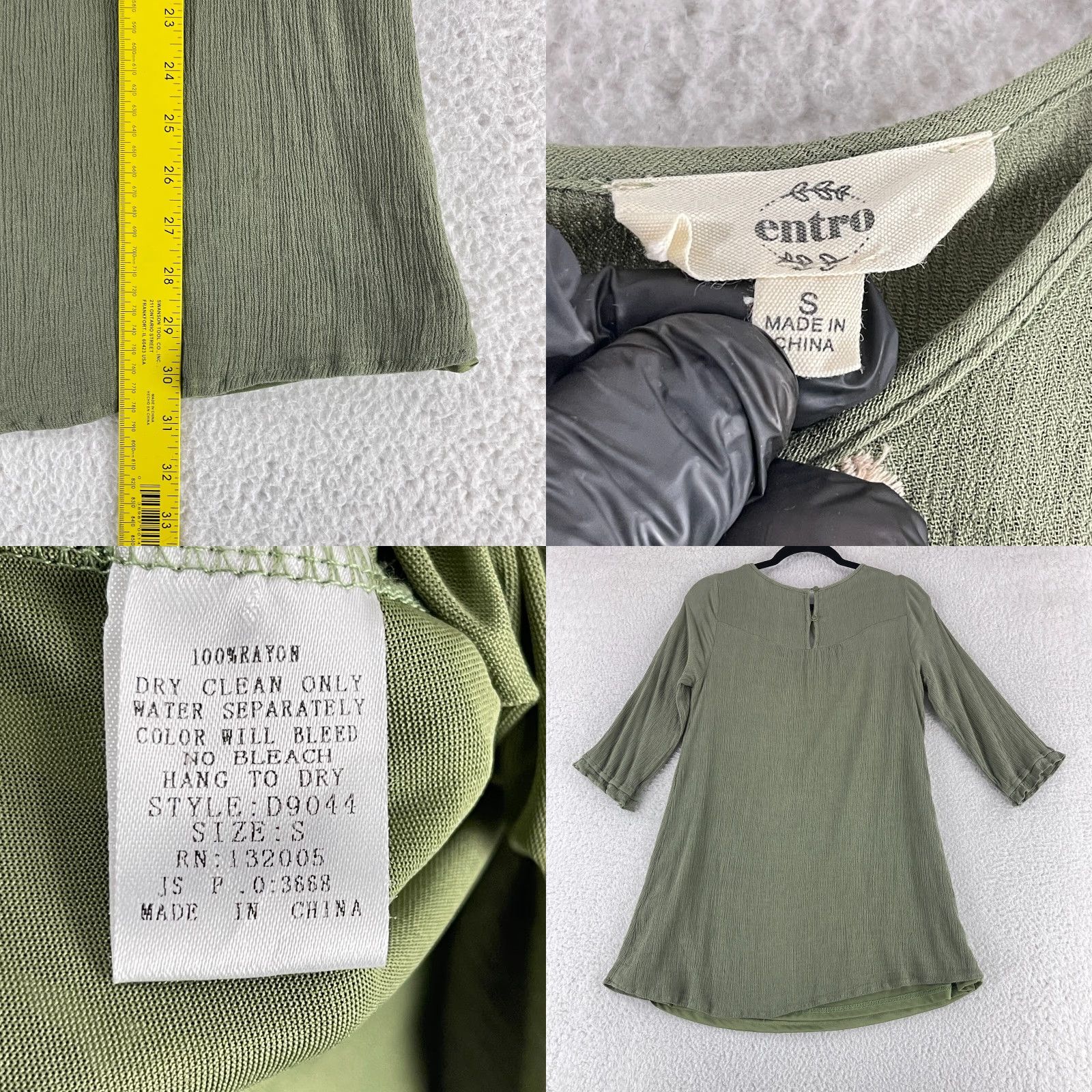 Vintage Entro Green Crepe Embroidered 3/4 Sleeve Swing Dress Womens Small Pullover Dress Shirt? Size S / US 4 / IT 40 - 8 Thumbnail