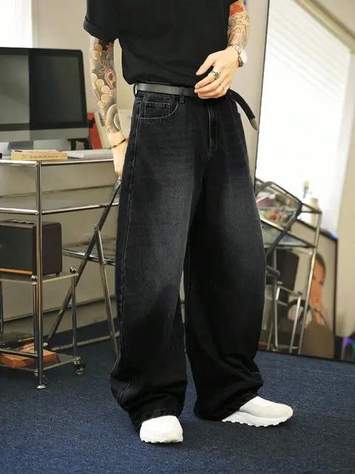Jean Washed Denim Jeans Loose fit Baggy Size US 32 / EU 48 - 4 Thumbnail