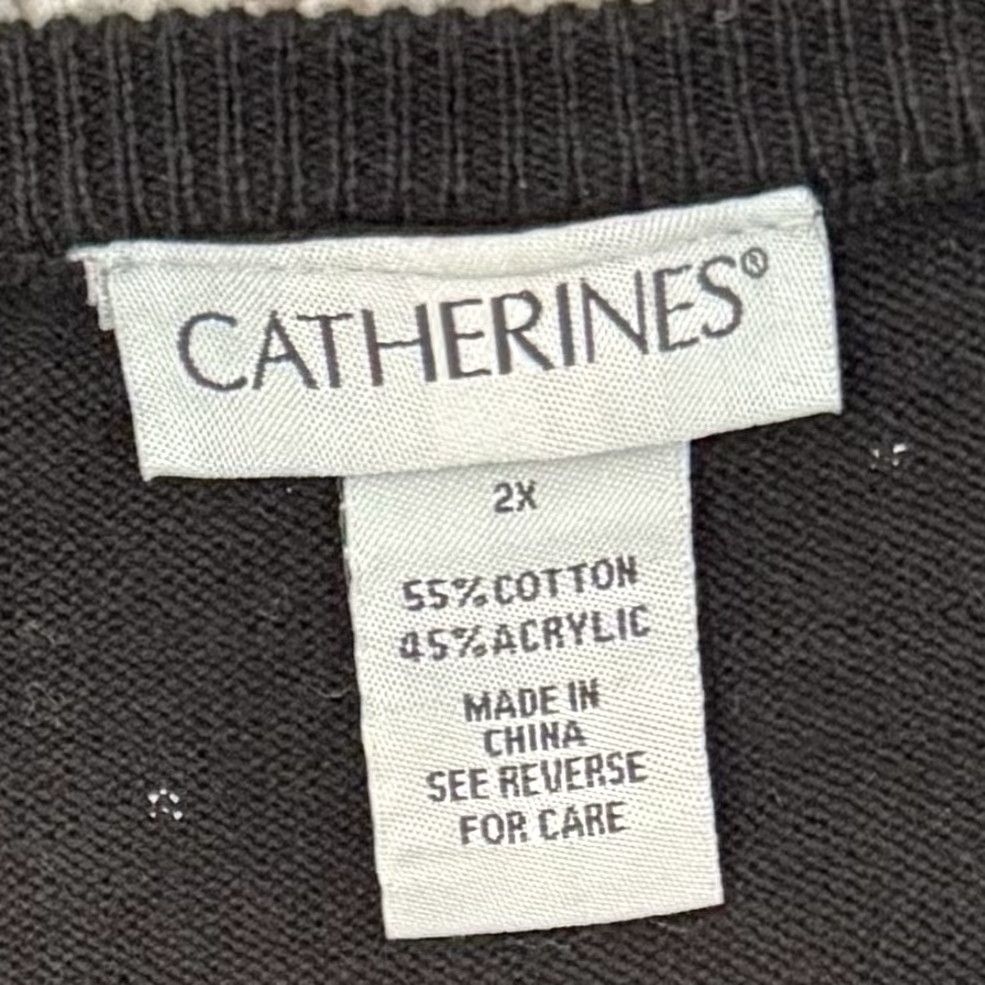 Vintage Catherines Cardigan Womens 2X Plus Rhinestones Embellished 2010s Layering Cozy Knit Sweater Black Size XXL / US 16-18 / IT 52-54 - 6 Thumbnail