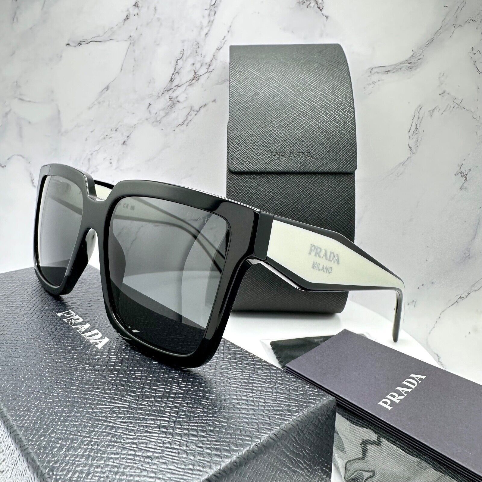 Prada New Prada Sunglasses Black White Symbole Logo Authentic Size ONE SIZE - 6 Thumbnail