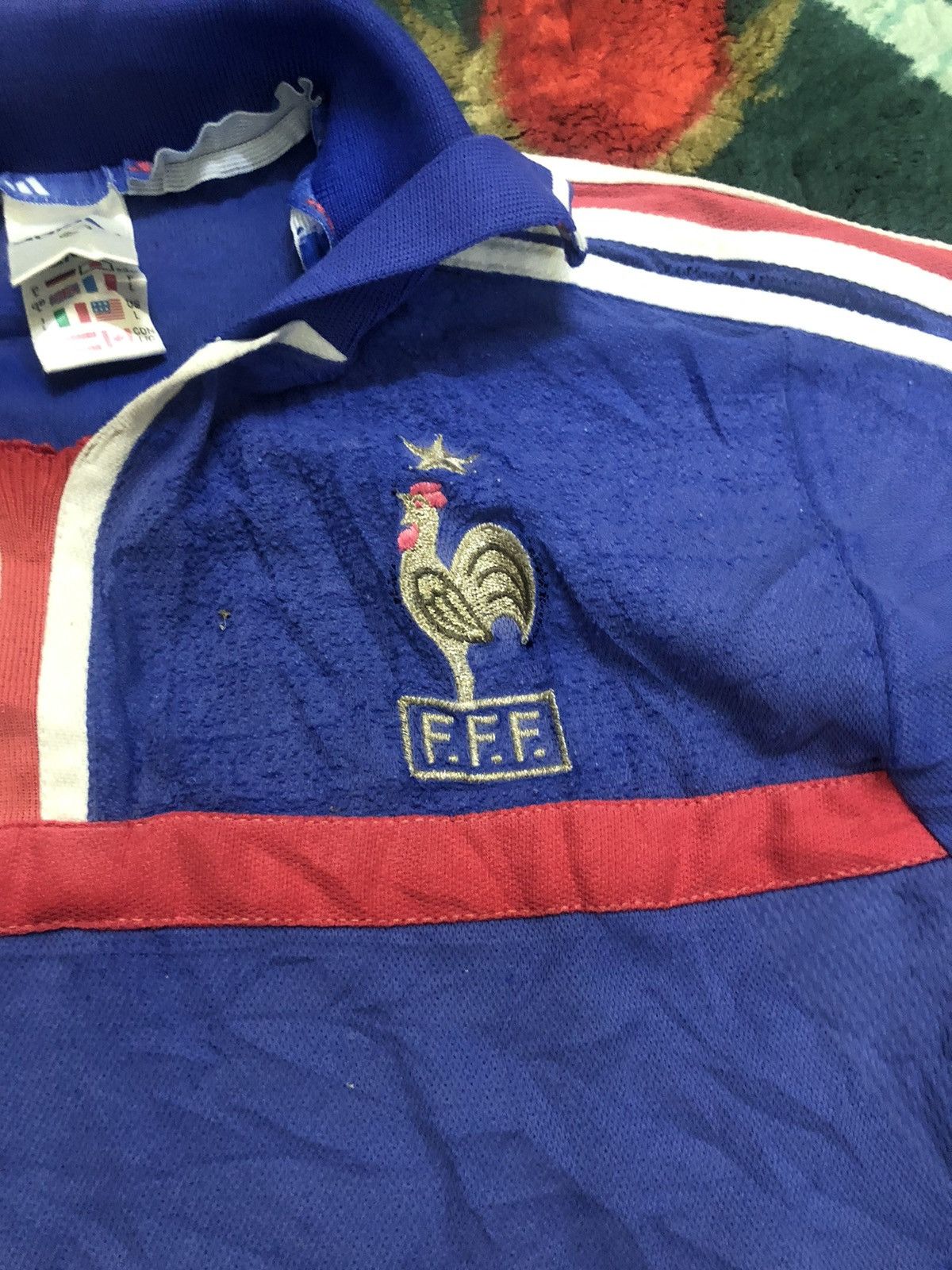 Adidas HOME FRANCE JERSEY ZIDANE NO 10 SIZE L 1999-2002 Size US L / EU 52-54 / 3 - 6 Thumbnail