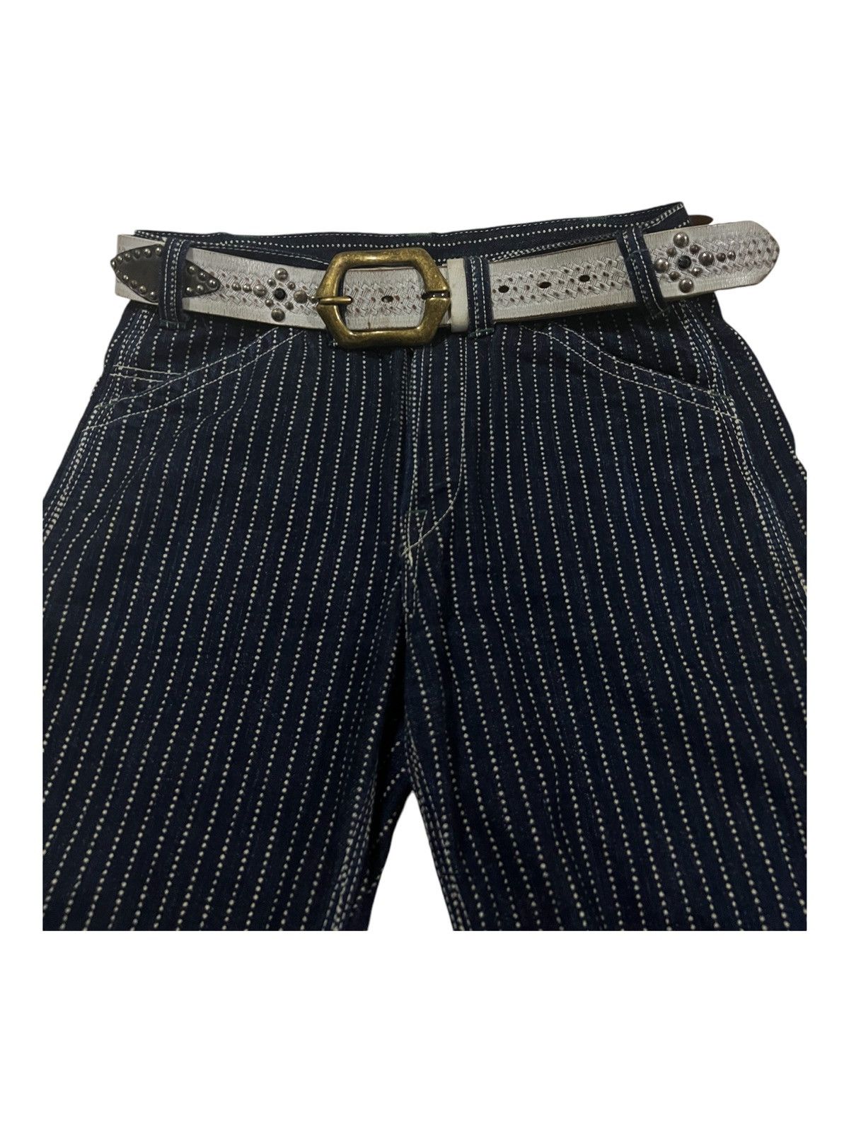 20471120 Vintage Genuine Leather Studded & Jeweled Brass Buckle Belt Size ONE SIZE - 6 Thumbnail