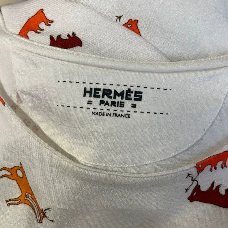 Hermes Hermes White Printed Short Sleeve Size XS / US 0-2 / IT 36-38 - 5 Thumbnail