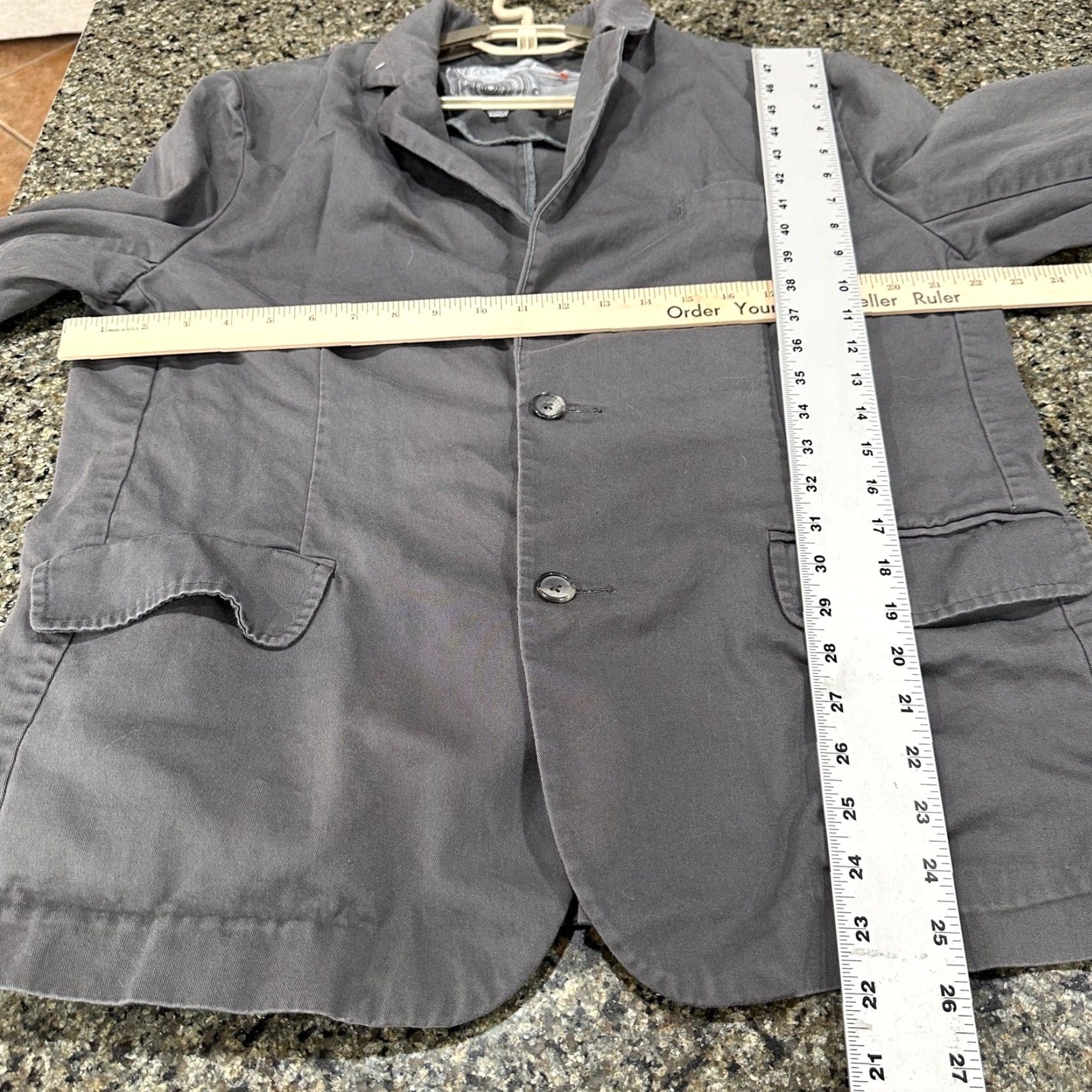 Vintage Shrunken Jacket XL Gray Double Breasted Business Wear Minimalist Office Size US XL / EU 56 / 4 - 3 Thumbnail