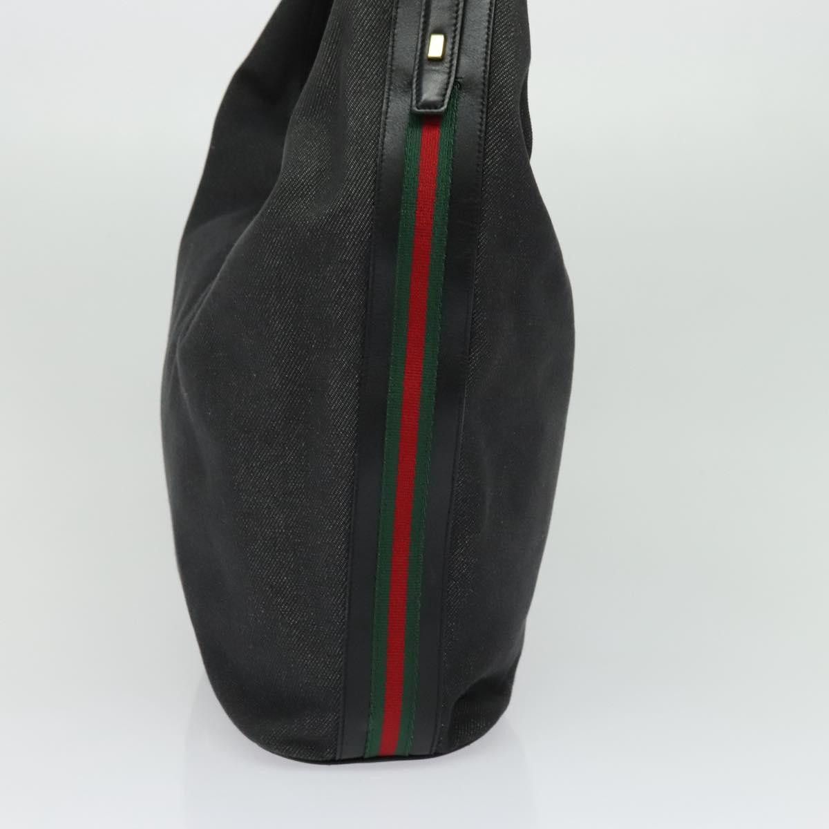 Gucci GUCCI Web Sherry Line Shoulder Bag Canvas Black Gold Size ONE SIZE - 5 Thumbnail