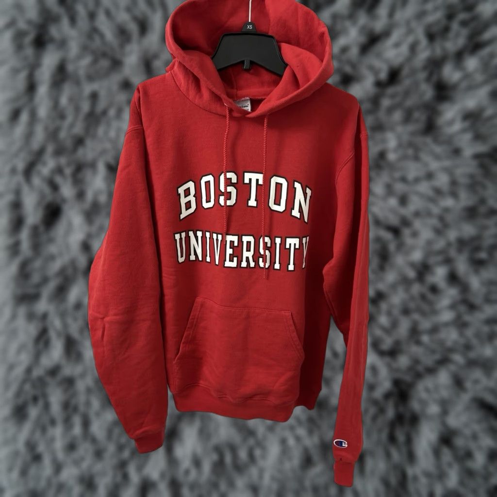 Champion Champion Hoodie Mens Small Red Boston University Pullover L/S Sweatshirt Kangaroo Pocket Graphic Print Hooded Crew Neck Football School Spirit Mens Size US S / EU 44-46 / 1 - 1 Thumbnail