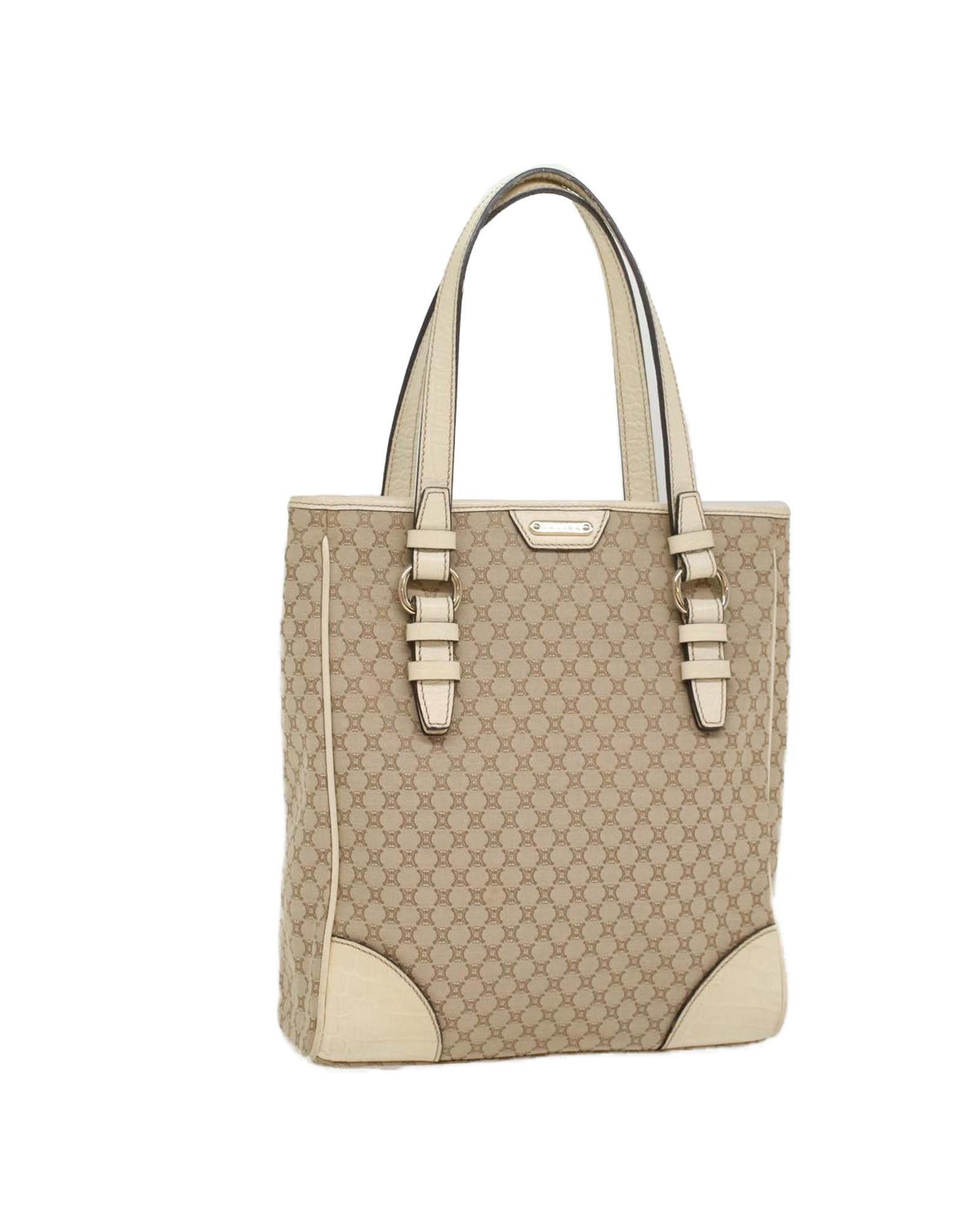 image of Celine Beige Macadam Canvas Tote Bag - Pre-Owned, Women's