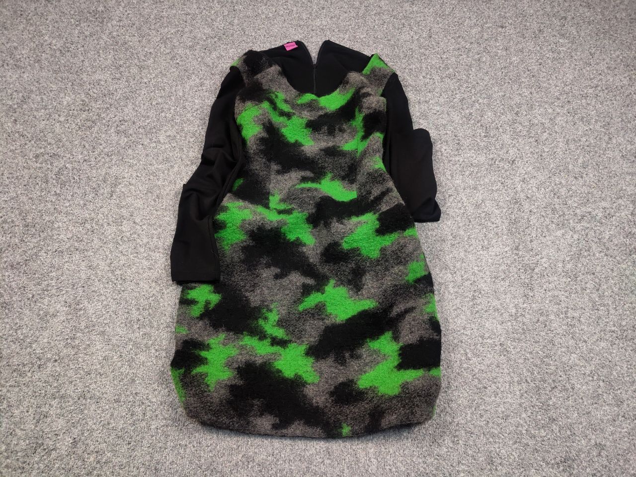 Designer Save The Queen dress Long Sleeve Jersey Wool Camo Size L / US 10 / IT 46 - 2 Thumbnail