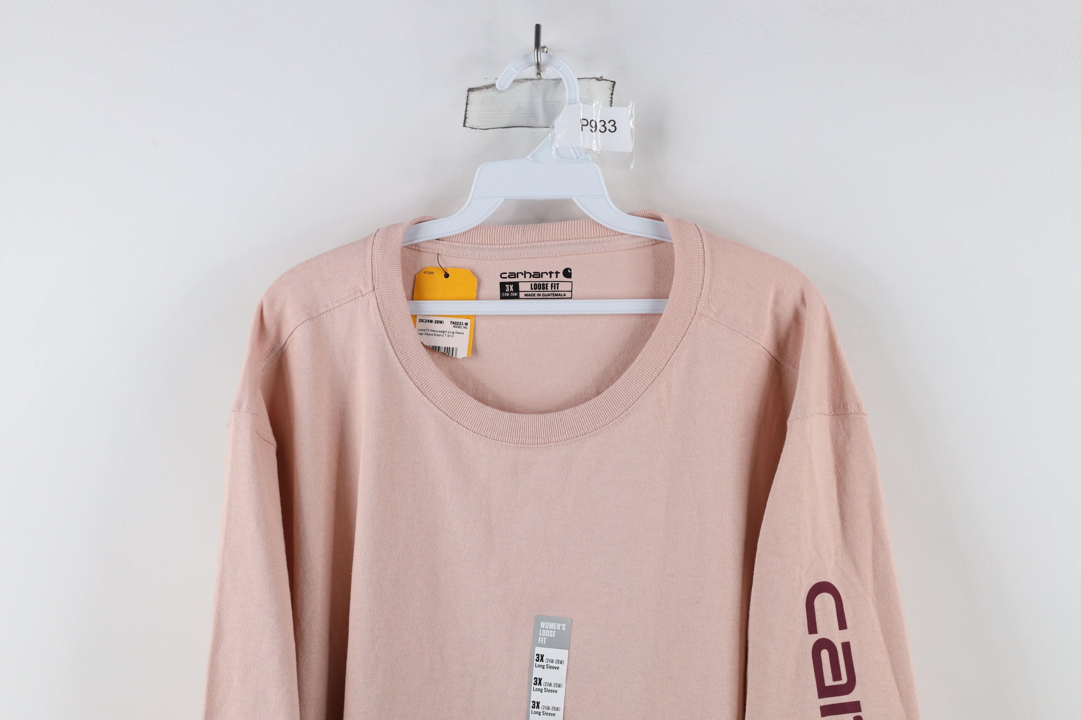 Carhartt × Vintage New Carhartt Fit Spell Out Long Sleeve T-Shirt Pink Cotton Size 3XL / US 20-22 - 2 Thumbnail