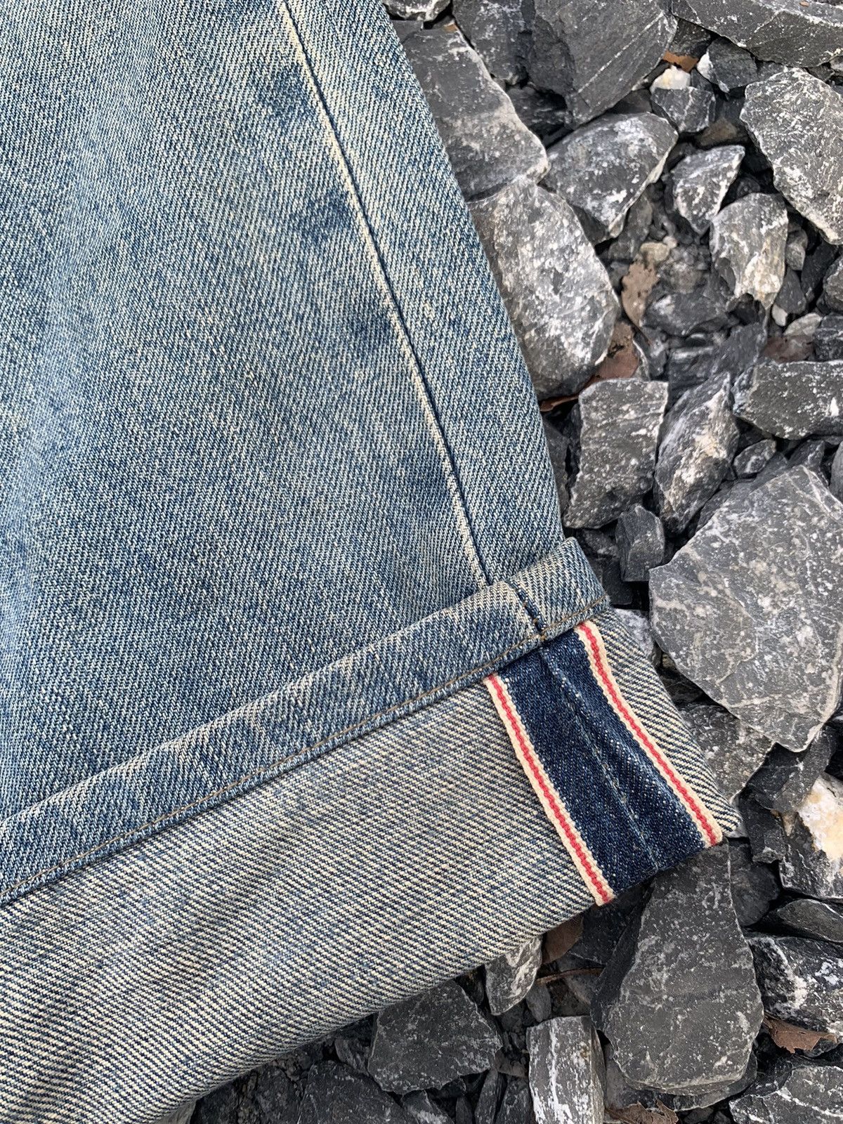 Kapital VINTAGE EDWIN 505X SELVEDGE BUTTON FLY DISTRESSED DENIM Size US 27 - 12 Thumbnail