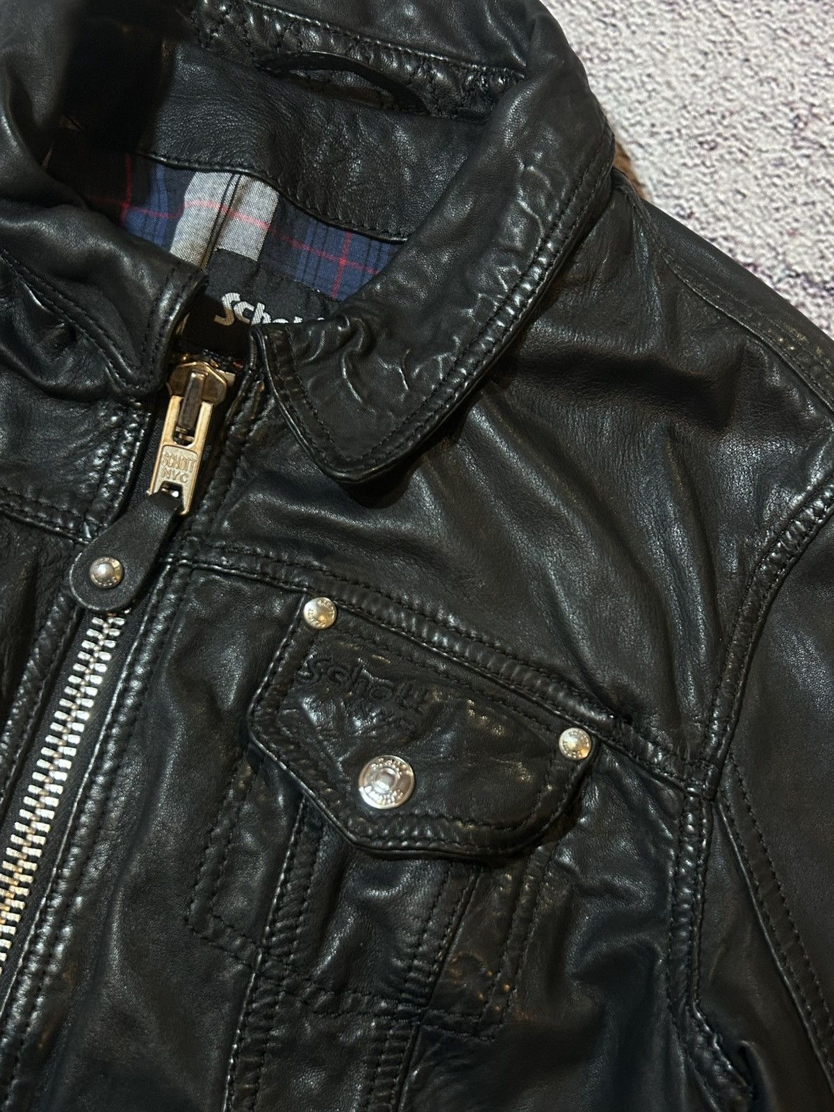 Schott Schott NYC Black Biker Jacket Leather Jacket Lambskin Size S / US 4 / IT 40 - 5 Thumbnail