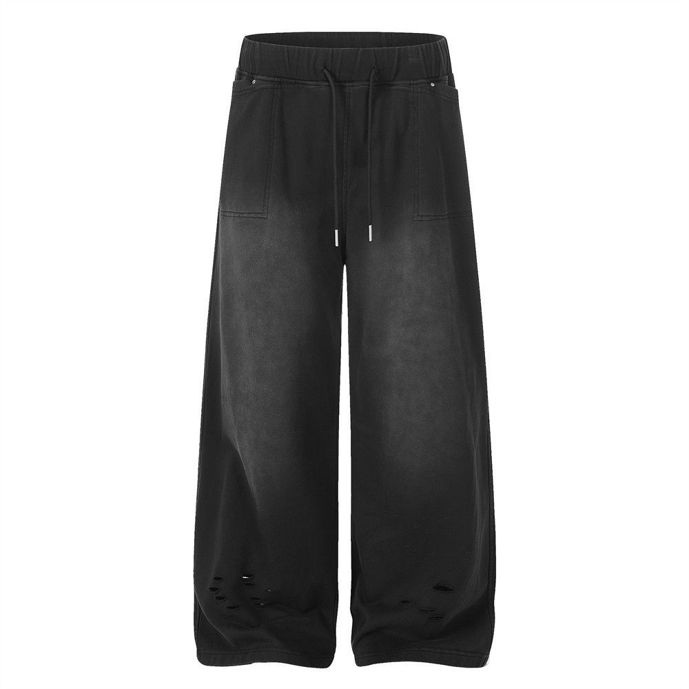 Japanese Brand Punk retro distressed loose wide-leg ripped sweatpants Size US 32 / EU 48 - 1 Thumbnail