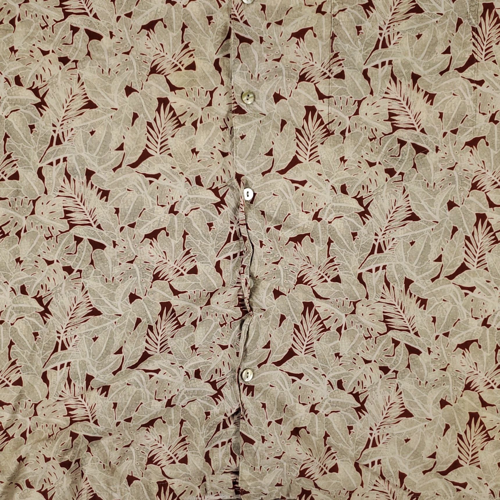 Tori Richard Tori Richard Hawaiian Shirt Button-Up Mens XL Beige Leaf Print Short Sleeve Casual Aloha Size US XL / EU 56 / 4 - 3 Thumbnail