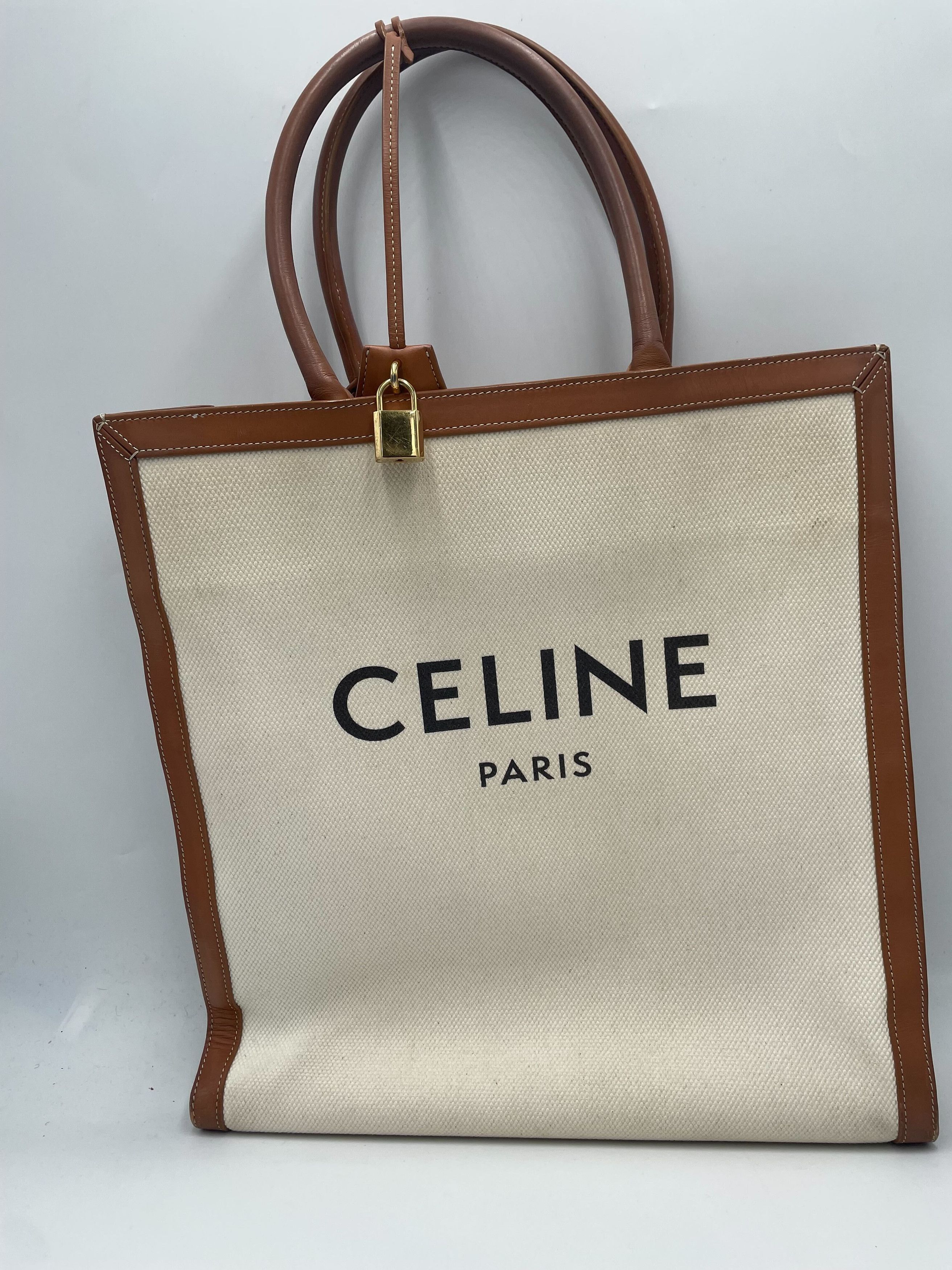 Celine Celine Vertical Square Cabas Tote Canvas with Leather Size ONE SIZE - 1 Thumbnail