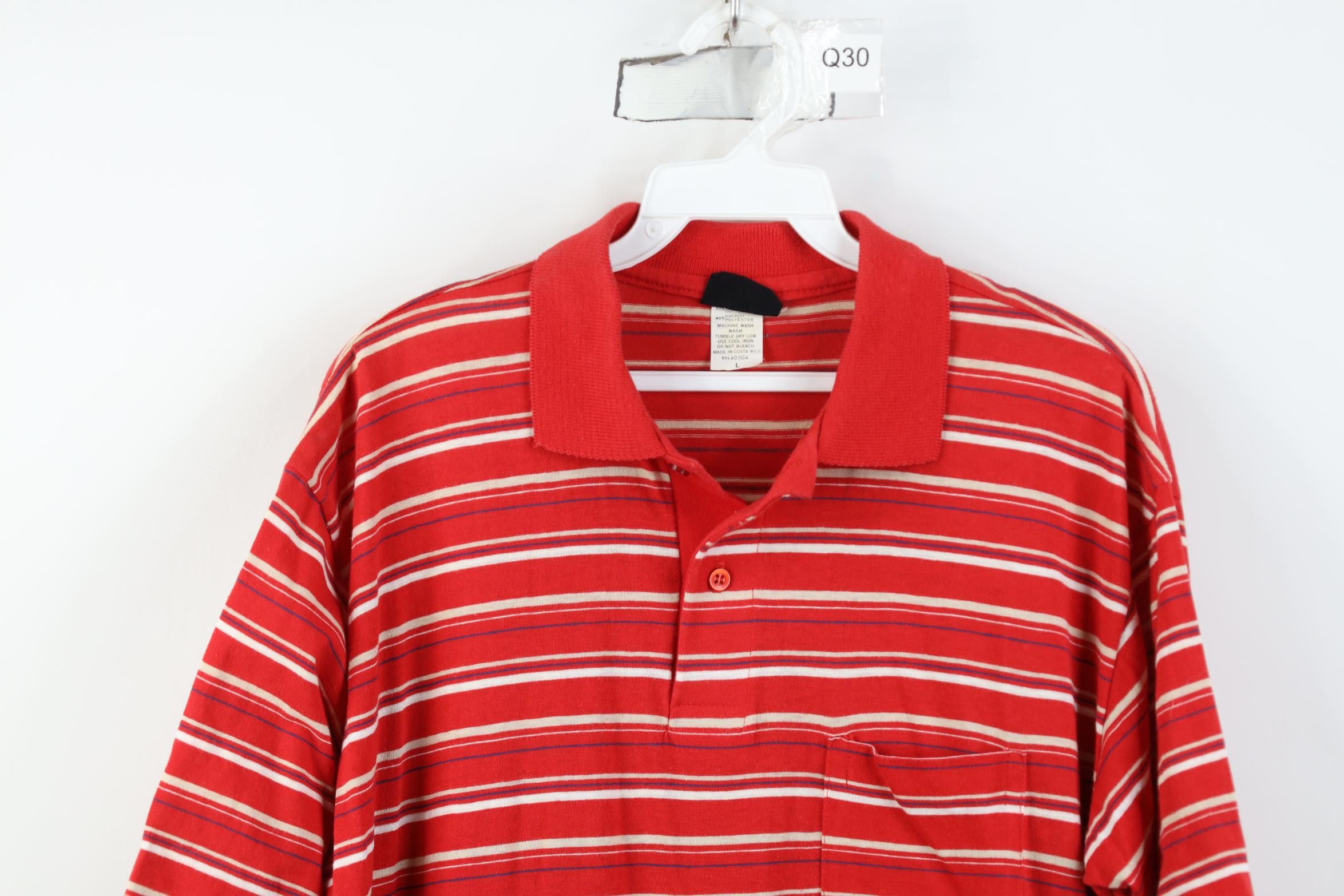 Vintage Vintage 70s 80s Streetwear Block Knit Golf Polo Shirt Red Size US L / EU 52-54 / 3 - 2 Thumbnail