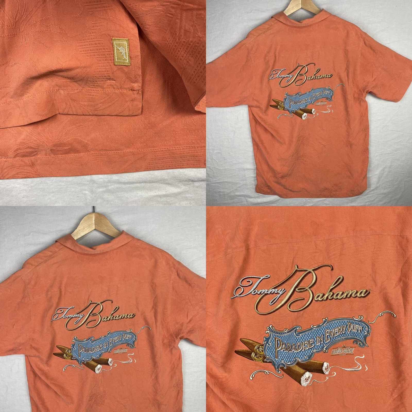 Tommy Bahama Tommy Bahama Shirt Mens Small Orange Paradise in Every Puff Camp Beach Silk Shirt Size US S / EU 44-46 / 1 - 9 Thumbnail