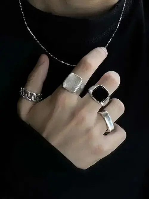 Japanese Brand 4pcs Geometric Ring Size ONE SIZE - 3 Thumbnail