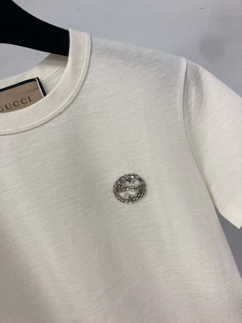 Gucci Gucci Rhinestone logo white short-sleeved T-shirt Size S / US 4 / IT 40 - 3 Thumbnail