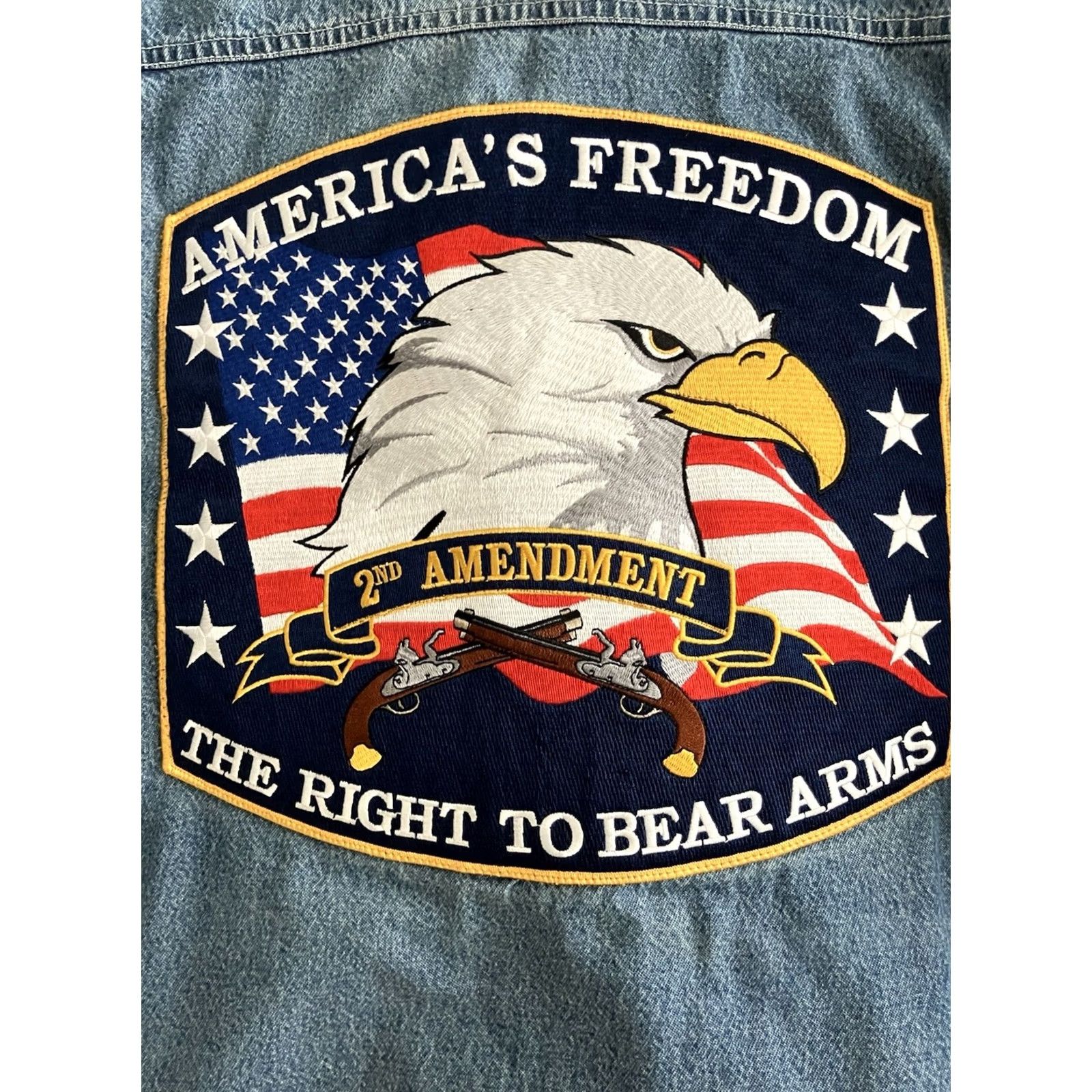 Vintage Vintage Stanley Denim Shirt 2XL Plaid Fleece Lined 2nd Amendment Large Patch Shirt Mens 2XL Blue Plaid Denim Jacket Size US XXL / EU 58 / 5 - 2 Thumbnail