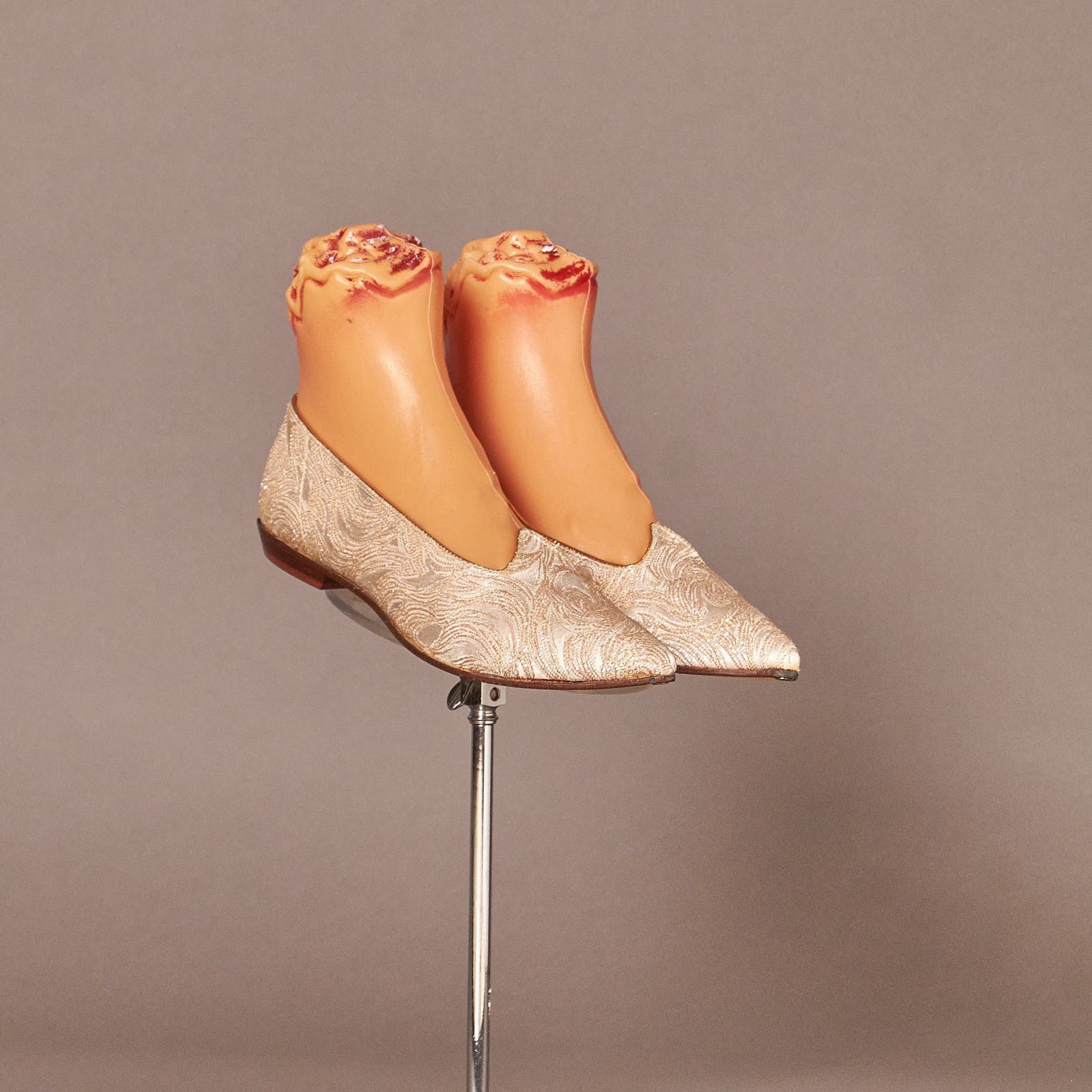1960s Oomphies Gold Ivory Flats Sparkly Shoes