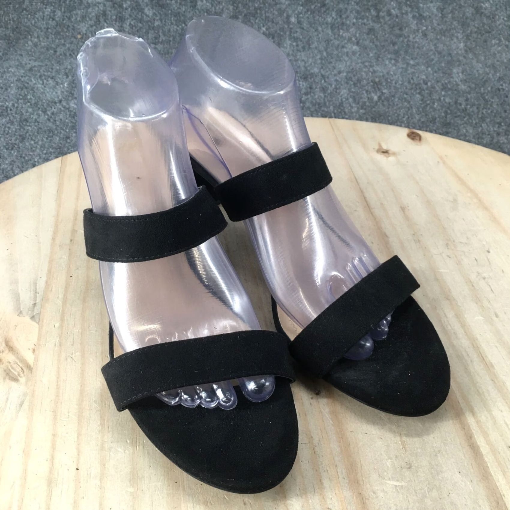 H&M H&M Sandals Womens 9.5 Casual Slip On Two Strap Heels Slide Black Faux Suede Platform Block Heel Mens Womens Girls Boys? Size US 10 / IT 40 - 3 Thumbnail