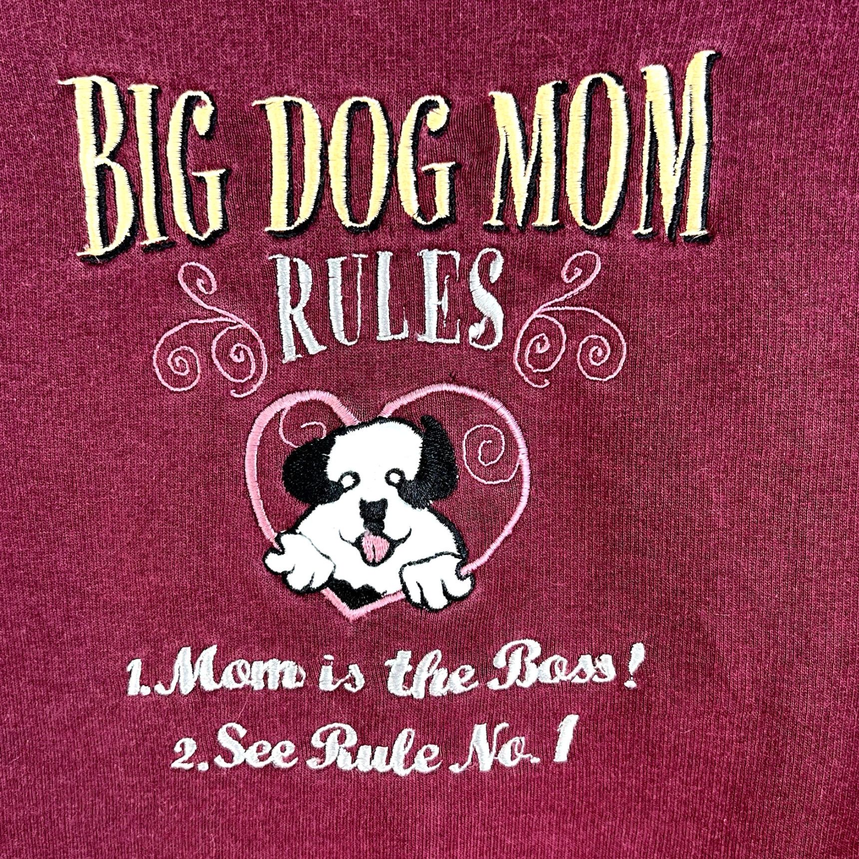 Big Dogs Big Dog Mom Rules Sweatshirt Womens 1X Maroon Red Jersey Embroidered Mom Graphic Pullover Shirt Size XL / US 12-14 / IT 48-50 - 2 Thumbnail
