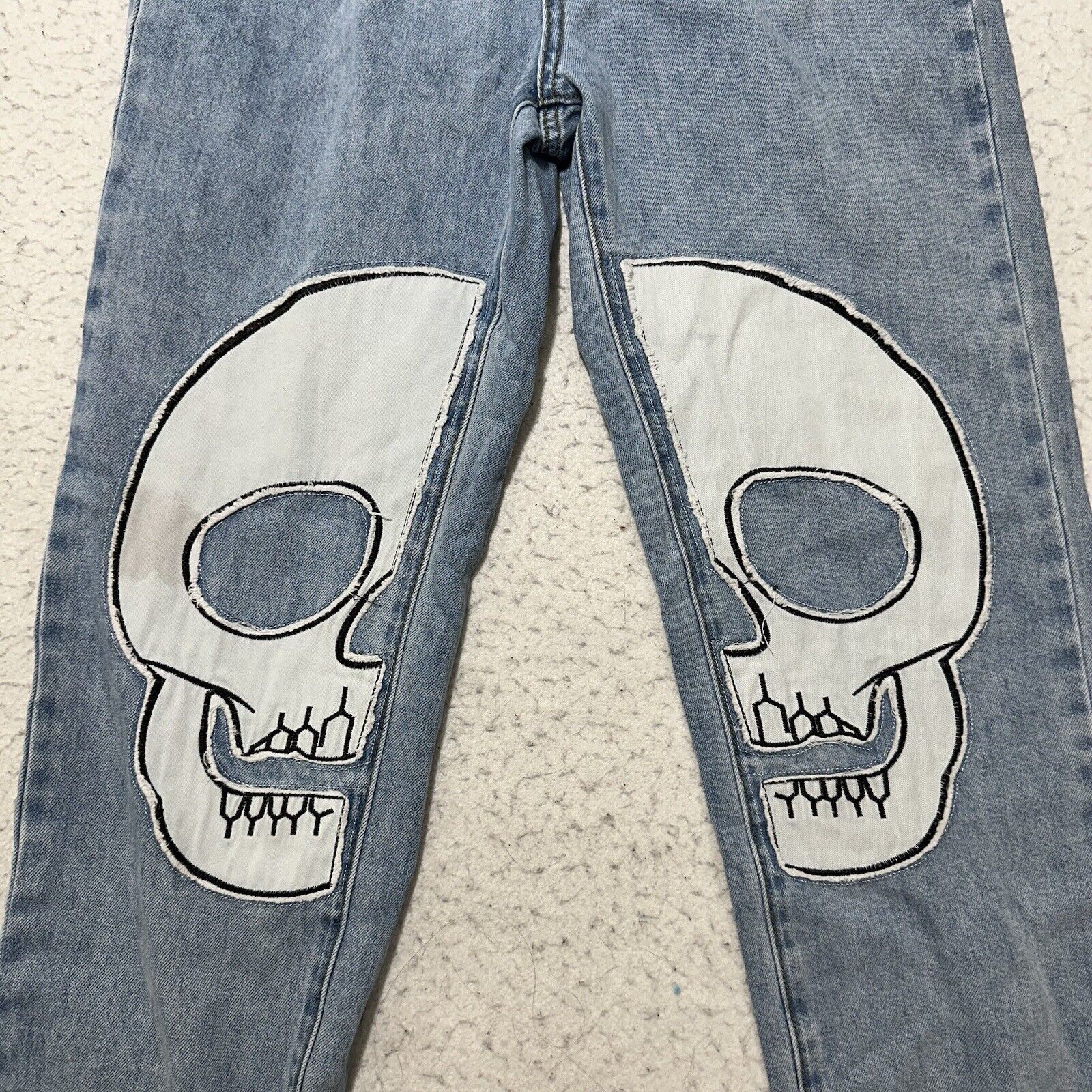 Other Gilipur Small (26x29) High Rise Straight Skull Jeans Blue Size 26" / US 2 / IT 38 - 3 Thumbnail