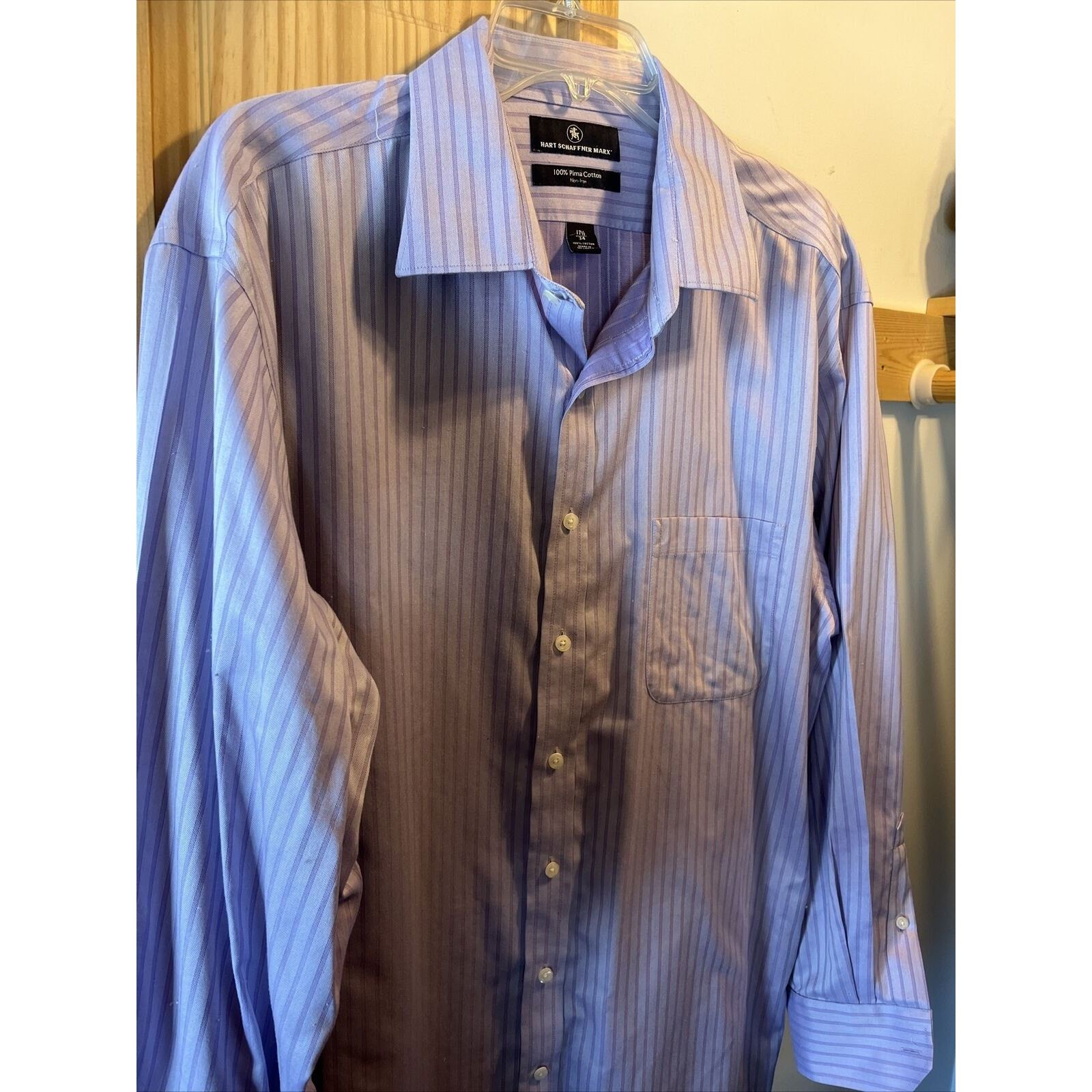 Hart Schaffner Marx Hart Schaffner Marx Men’s 17.5 34 Purple stripe cotton shirt Size US XXL / EU 58 / 5 - 5 Thumbnail