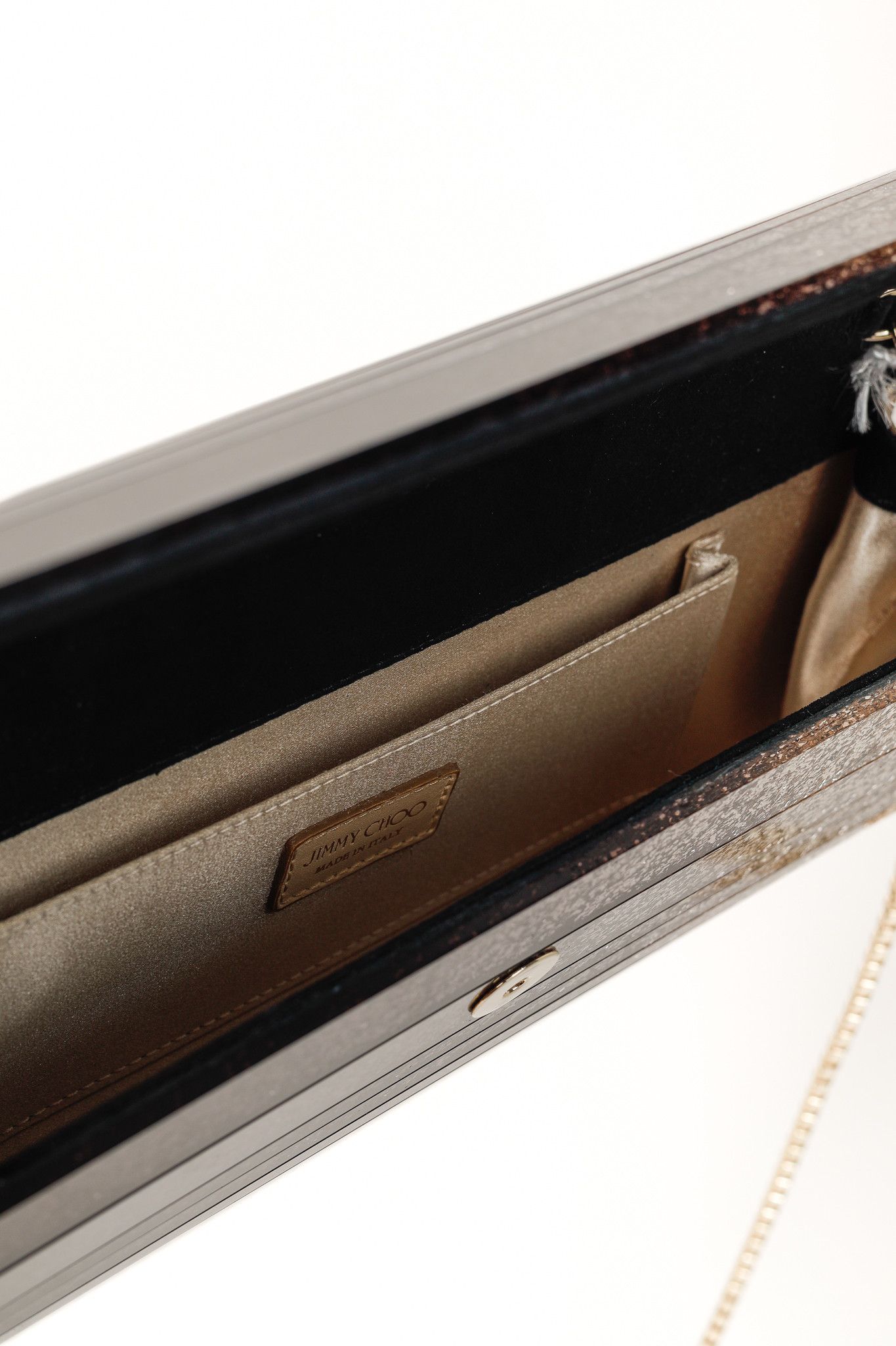 Jimmy Choo Jimmy Choo Sweetie Glitter Lucite Clutch in Black Champagne Size ONE SIZE - 9 Thumbnail