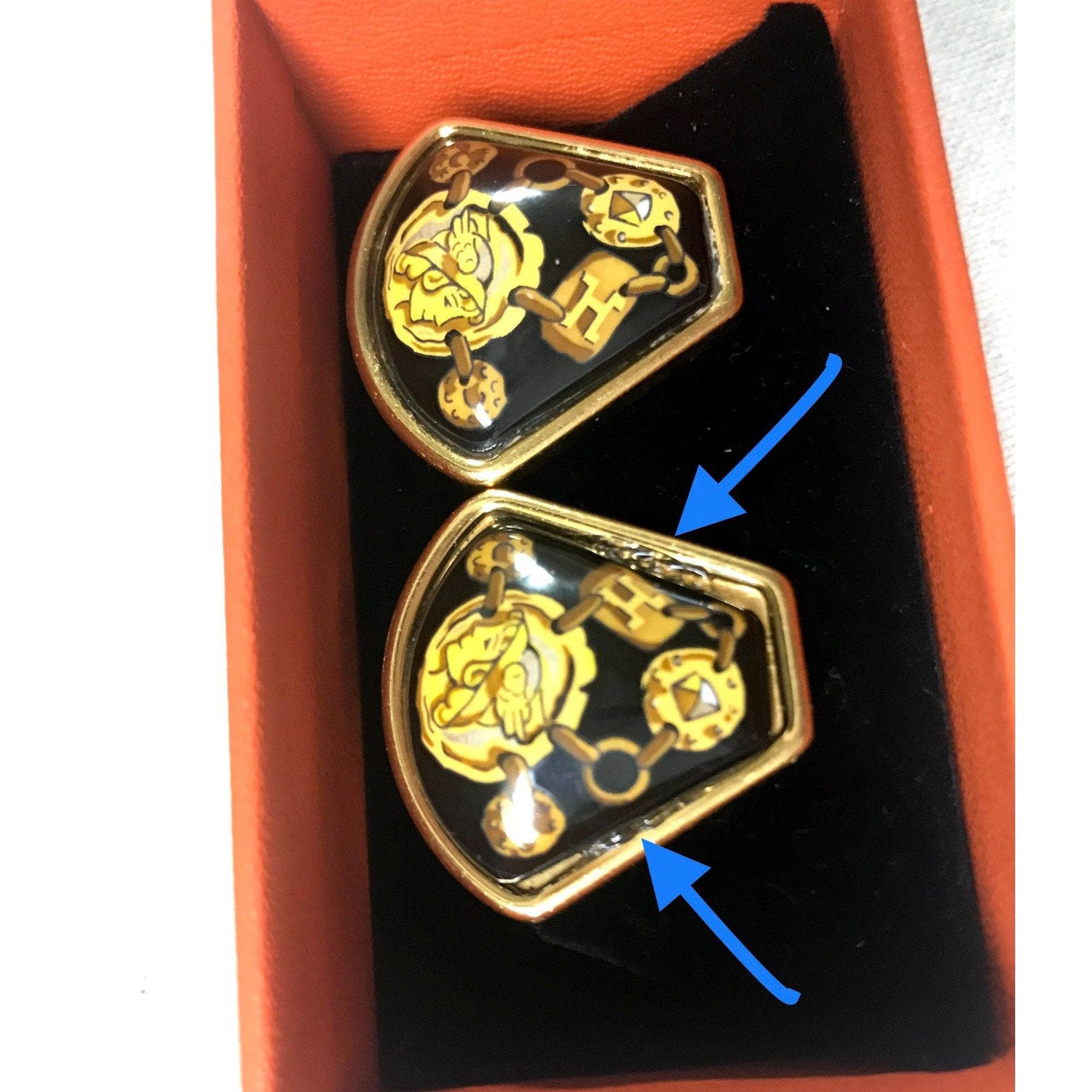 Hermes Vintage Hermes cloisonne golden earrings. Ceramic Size ONE SIZE - 5 Thumbnail
