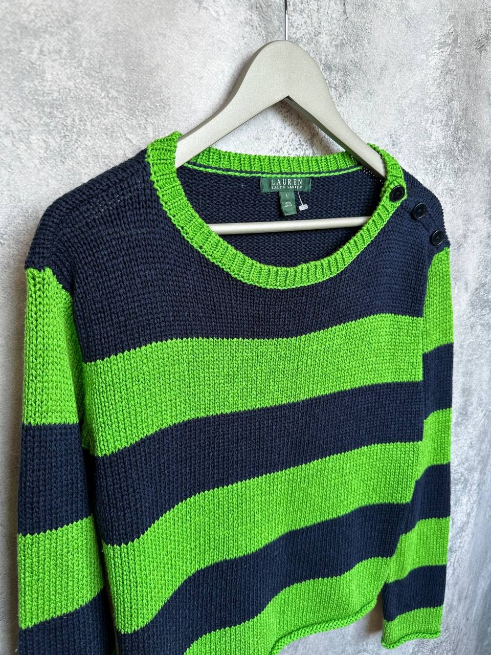 Lauren Ralph Lauren Lauren Ralph Lauren Vintage Acrylic Striped Knit Sweater Size L / US 10 / IT 46 - 4 Thumbnail
