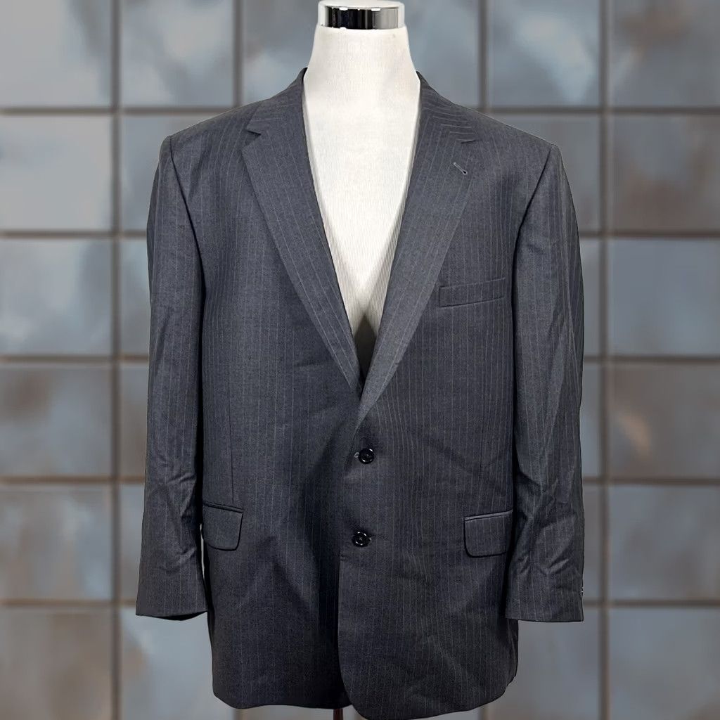 Jos. A. Bank Jos A Bank 52R Suit Gray Striped Wool 2 Piece Flat Front Notch Lapel 2-Button Vented Regular Mens Size 52R - 1 Thumbnail
