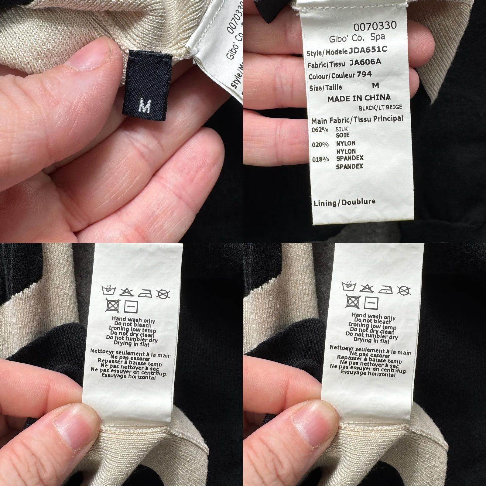 Jil Sander Jil Sander Navy Cardigan Womens M Black Beige Geometric Silk Blend Crew Neck Long Sleeve Button Front Knit Sweater Knitwear Lightweight Regular Size M / US 6-8 / IT 42-44 - 8 Thumbnail