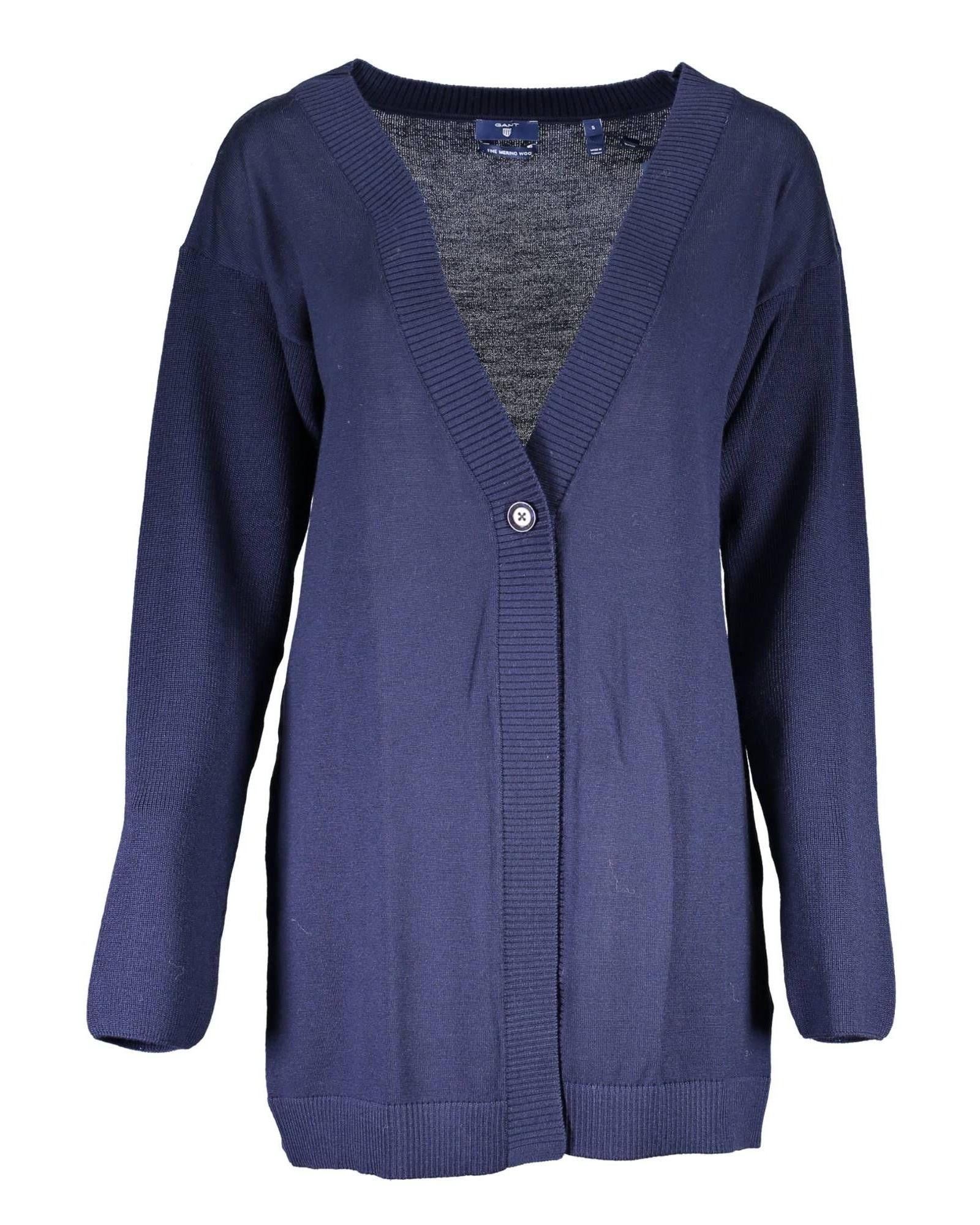 image of Gant Buttoned Logo Cardigan in Blue, Women's (Size XS)