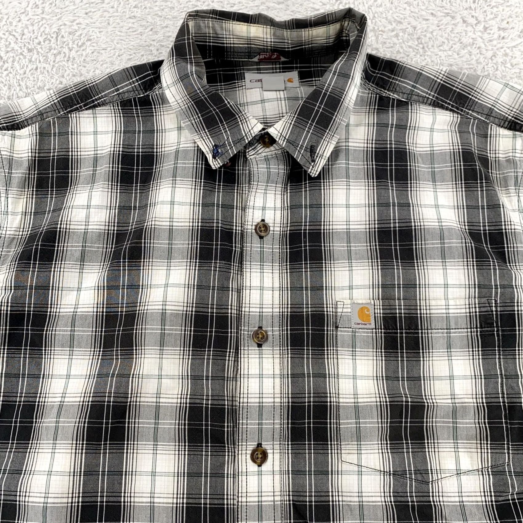 Carhartt Carhartt Shirt Mens XL Black Plaid Button Down Short Sleeve Workwear Size US XL / EU 56 / 4 - 2 Thumbnail