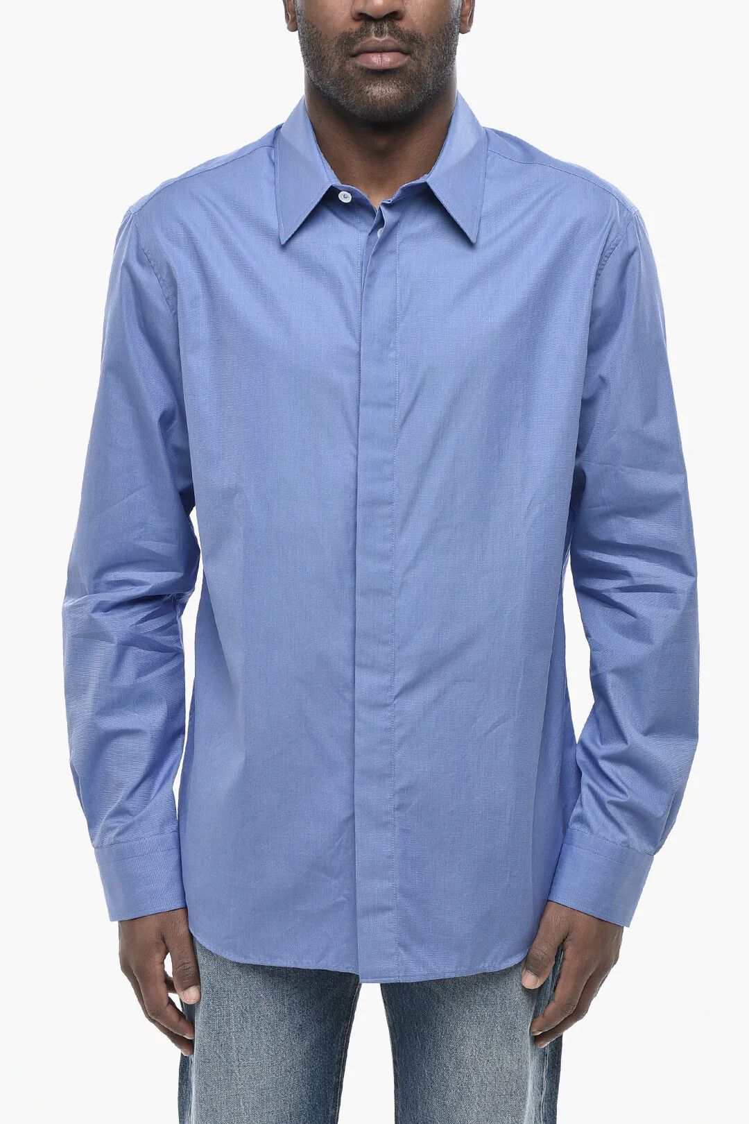 Bottega Veneta og1mm0426 Cotton Shirt in Blue Size US M / EU 48-50 / 2 - 1 Thumbnail