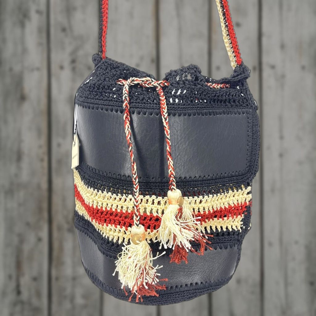 Cleobella CLEOBELLA Fringe Purse Tasseled Woven Bucket Bag Beaded Handles Boho Purse Size ONE SIZE - 1 Thumbnail