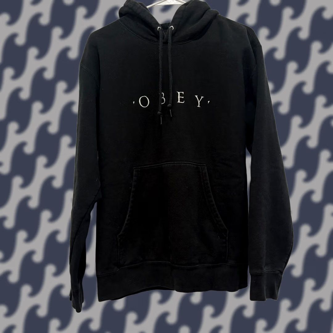 Obey OBEY Mens Black Embroidered Logo Pullover Hoodie Sweatshirt Skate Streetwear Size US M / EU 48-50 / 2 - 1 Thumbnail