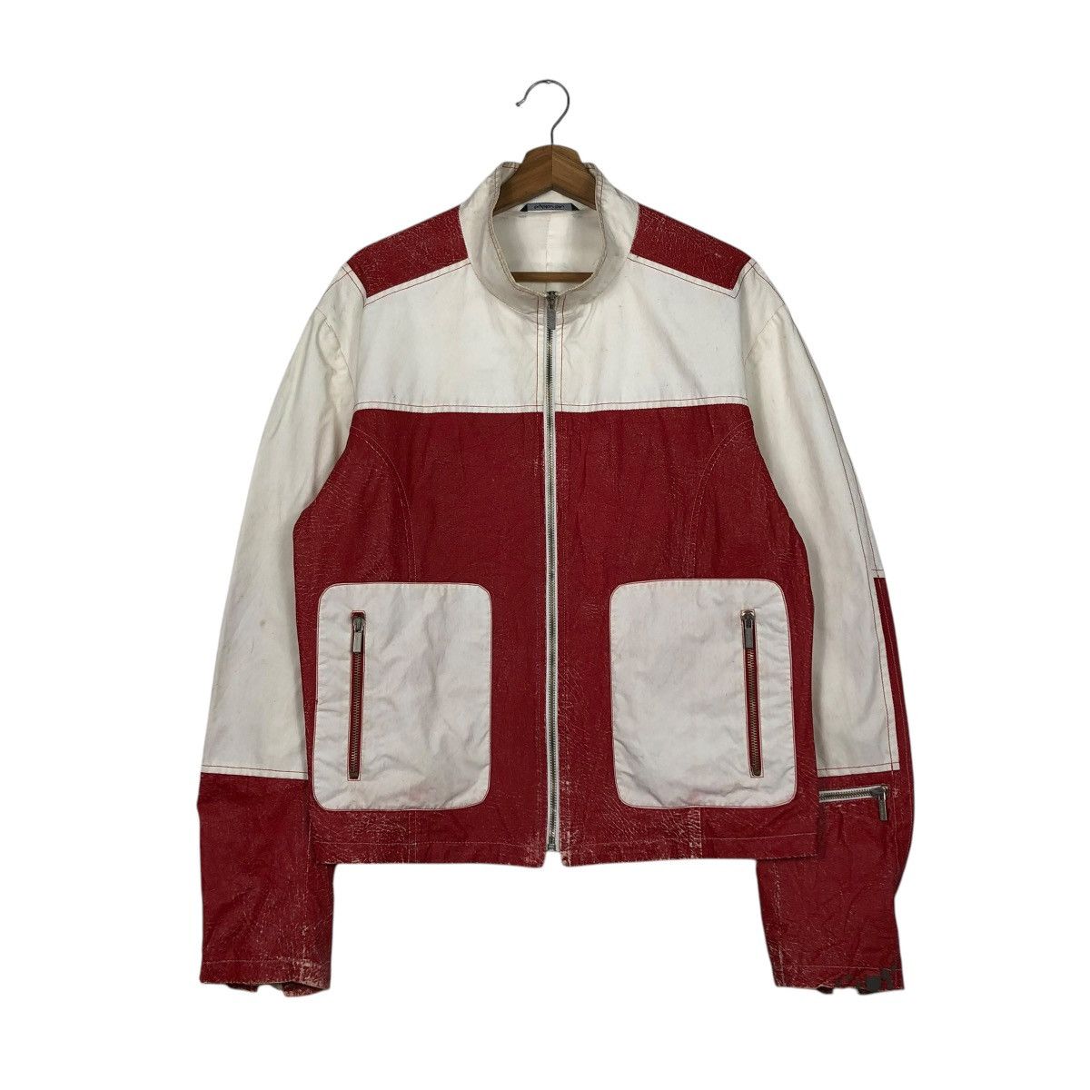 Vintage 🔥VINTAGE BIKER JACKET BYBLOS BLU ITALY LAMPO ZIPPER Size US M / EU 48-50 / 2 - 3 Thumbnail
