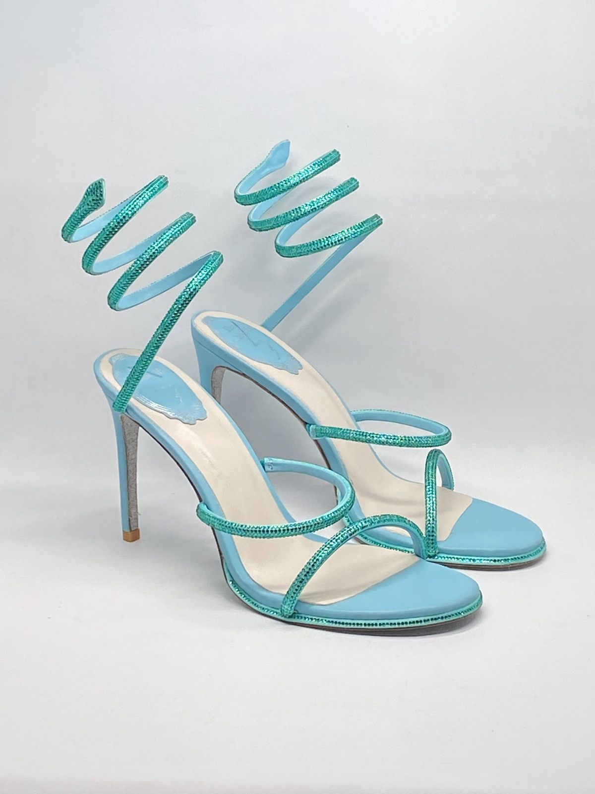 Rene Caovilla Rene Caovilla Blue Cleo Sandal With Crystals 105 size 40 Size US 10 / IT 40 - 3 Thumbnail