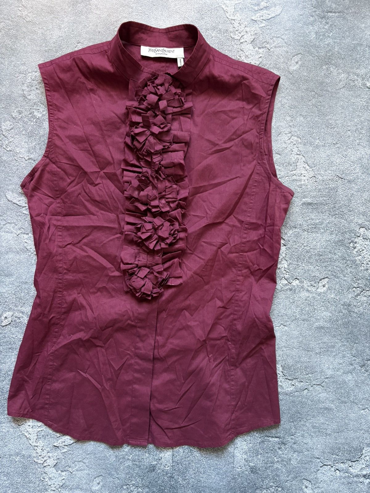 Yves Saint Laurent Yves Saint Laurent Rive Gauche Luxury Ruffled Sleeveless Top Size S / US 4 / IT 40 - 3 Thumbnail