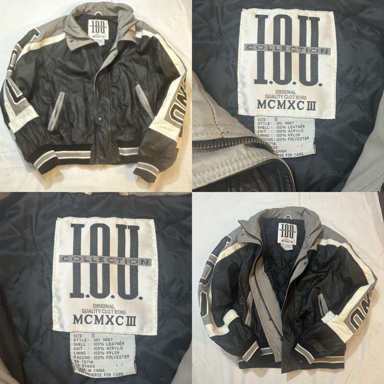 Vintage I.O.U. Legend Leather Shell Racing Jacket Full Zip Button Gray White Black Men S Size US S / EU 44-46 / 1 - 8 Thumbnail
