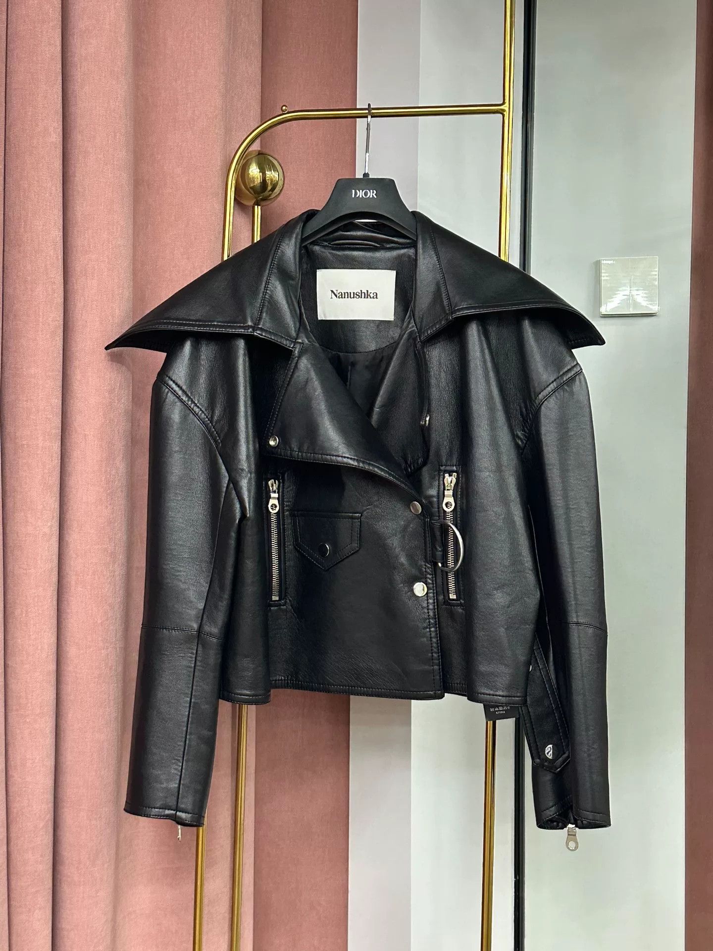 Nanushka Nanushka Black Leather Motorcycle Jacket Size XS / US 0-2 / IT 36-38 - 1 Thumbnail