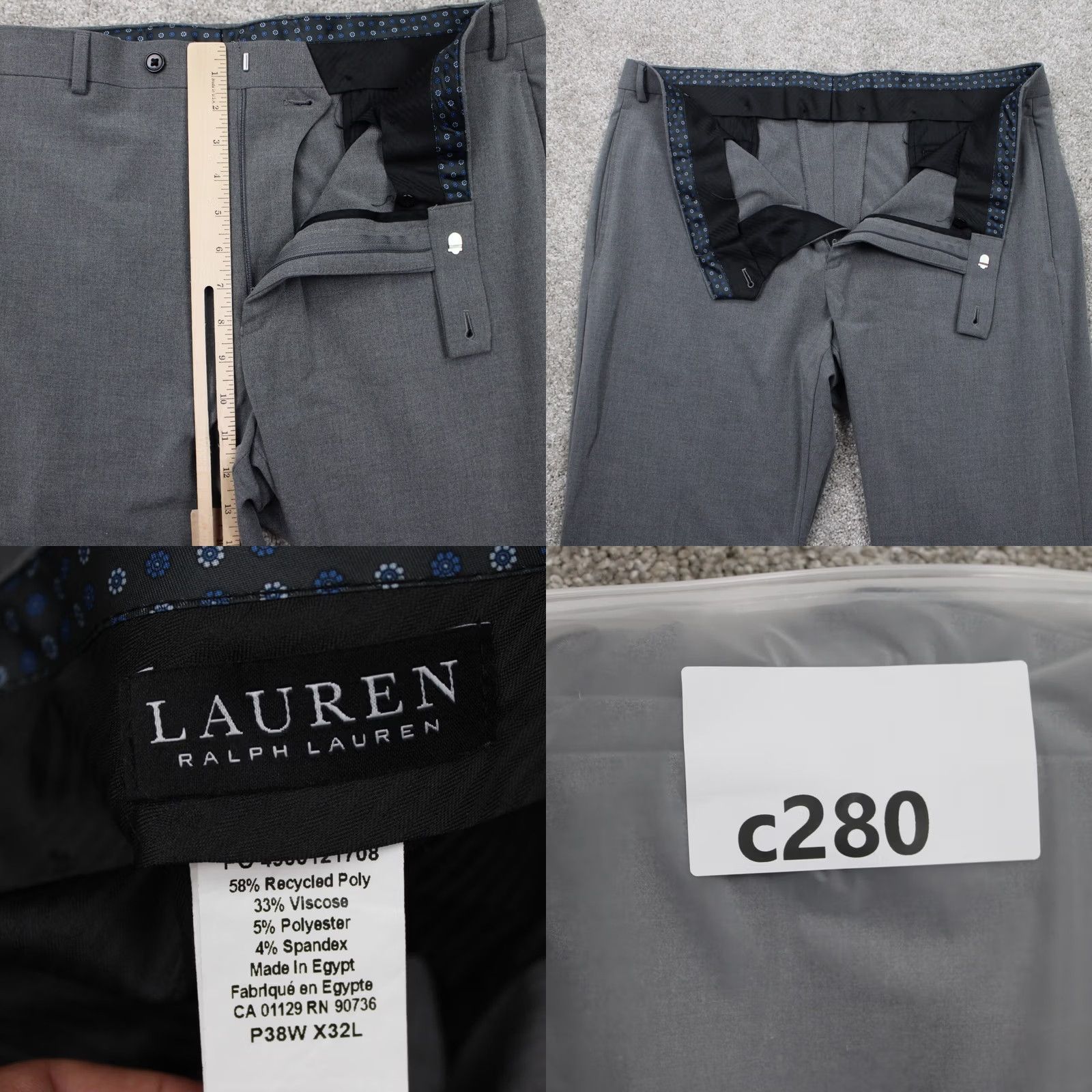 Ralph Lauren LAUREN Ralph Lauren Dress Pants Mens 38x32 Gray Poly/Viscose/Poly Stretch Flat Front, Regular Fit, Dress Pants, Gray, 90s, Nature, Preppy, Mens Size US 38 / EU 54 - 8 Thumbnail