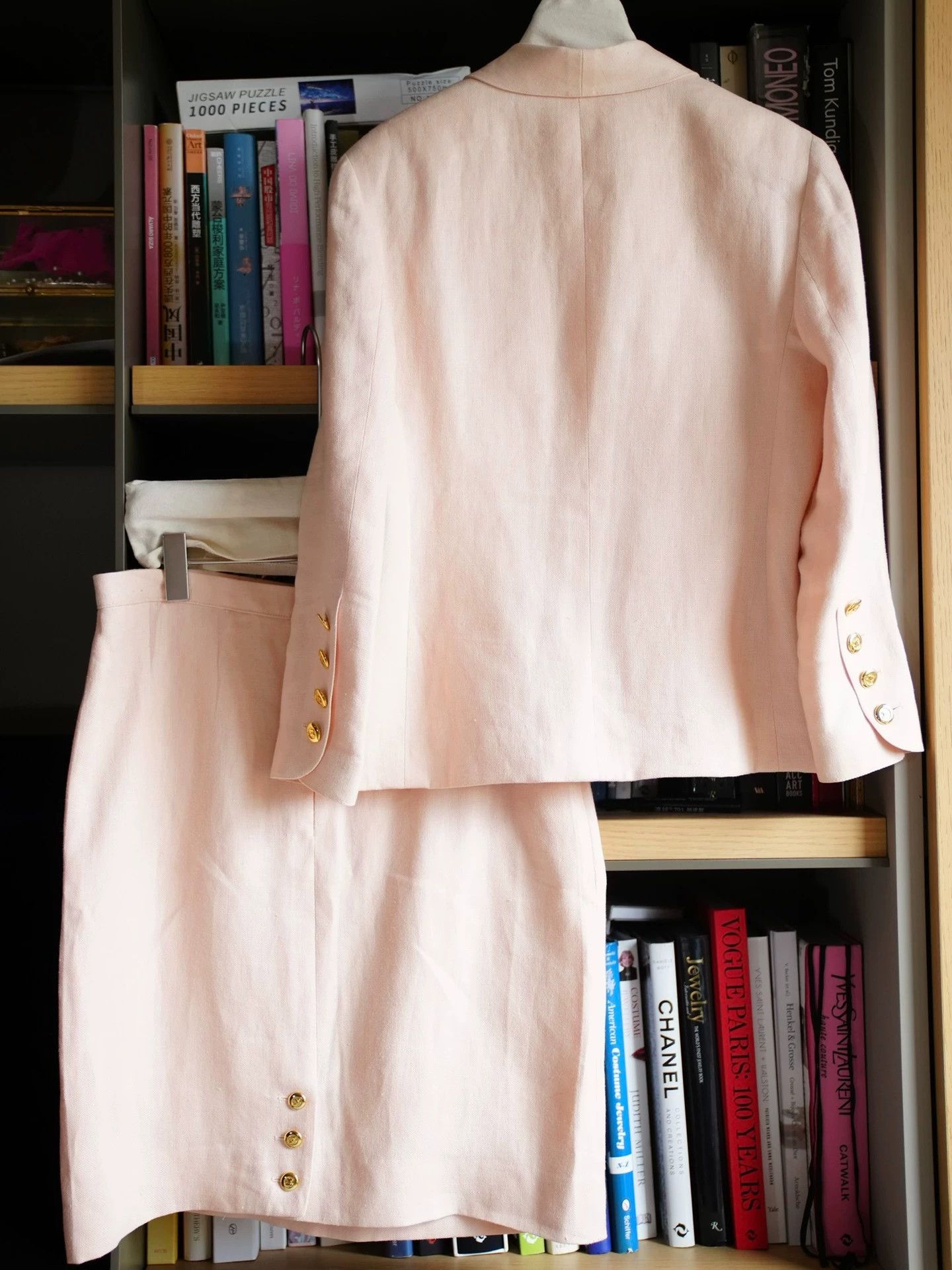 Chanel Chanel 1989 Vintage Peach Pink Linen Suit Skirt Set Women's L Size L / US 10 / IT 46 - 3 Thumbnail