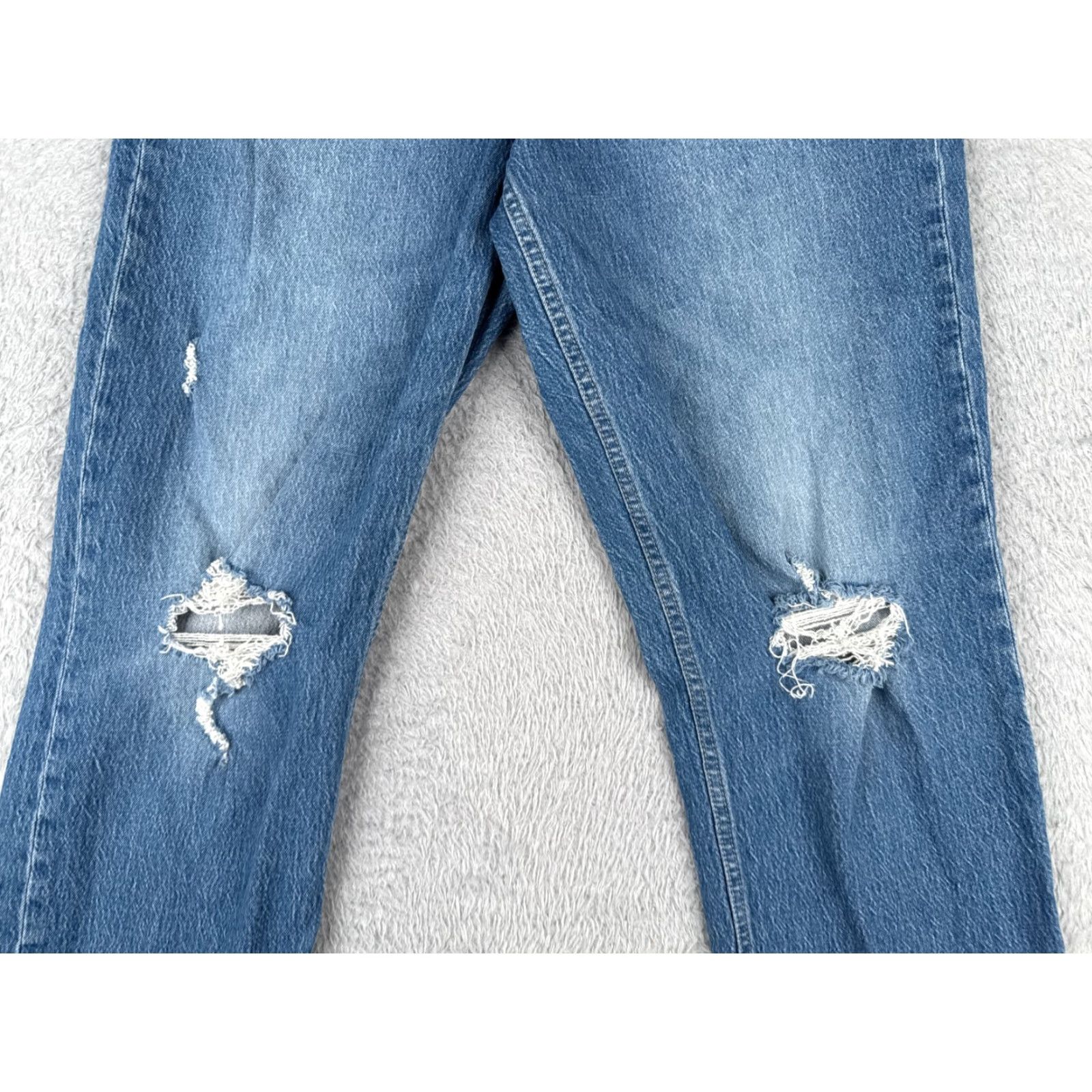 Gap Gap Jeans Womens 14 Blue Denim Distressed Straight High Rise Cotton 32x30 90s Womens Size 36" / US 14 / IT 50 - 3 Thumbnail