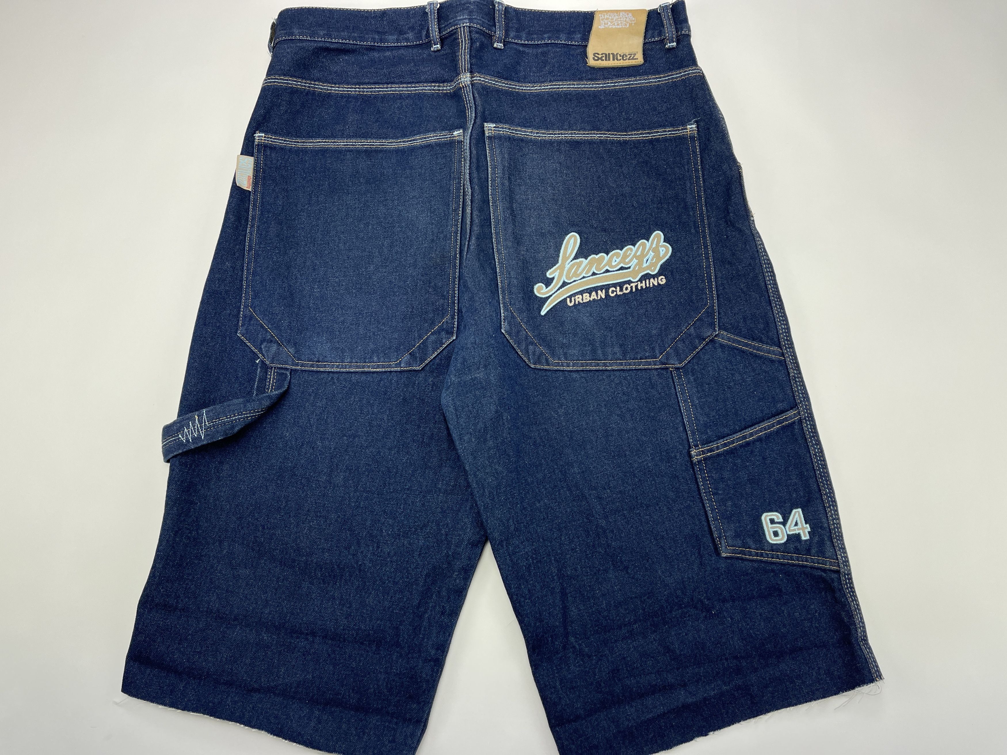 Vintage Sancezz jeans shorts, vintage skater shorts, 90s hip hop 34 Size US 34 / EU 50 - 1 Thumbnail