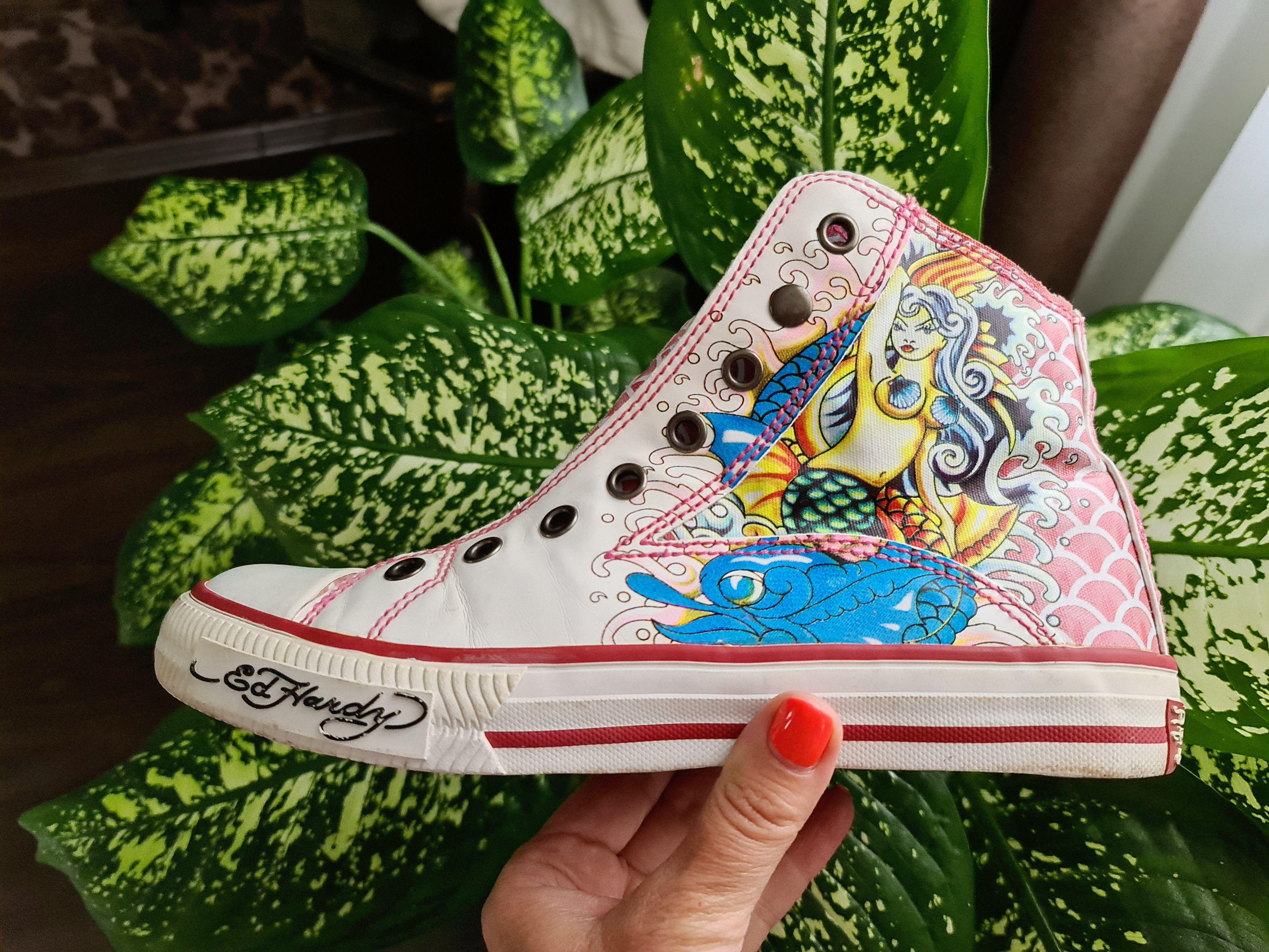 Ed Hardy DS rare vintage Ed hardy hi top sneakers girl sexy fish y2k Size US 7 / IT 37 - 1 Thumbnail