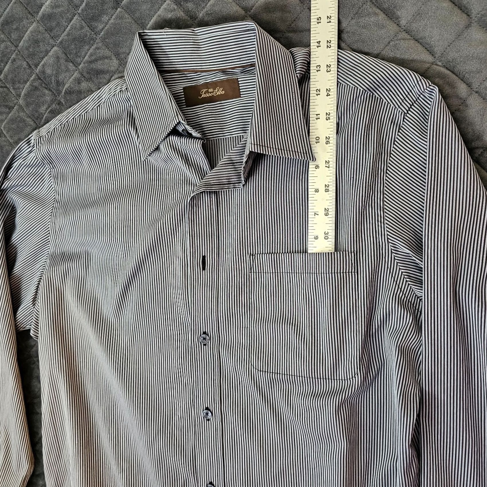 Tasso Elba Tasso Elba Shirt Blue Stripe Button-Up Long Sleeve M Pocket Mens Modern Fit Shirt Size US M / EU 48-50 / 2 - 4 Thumbnail